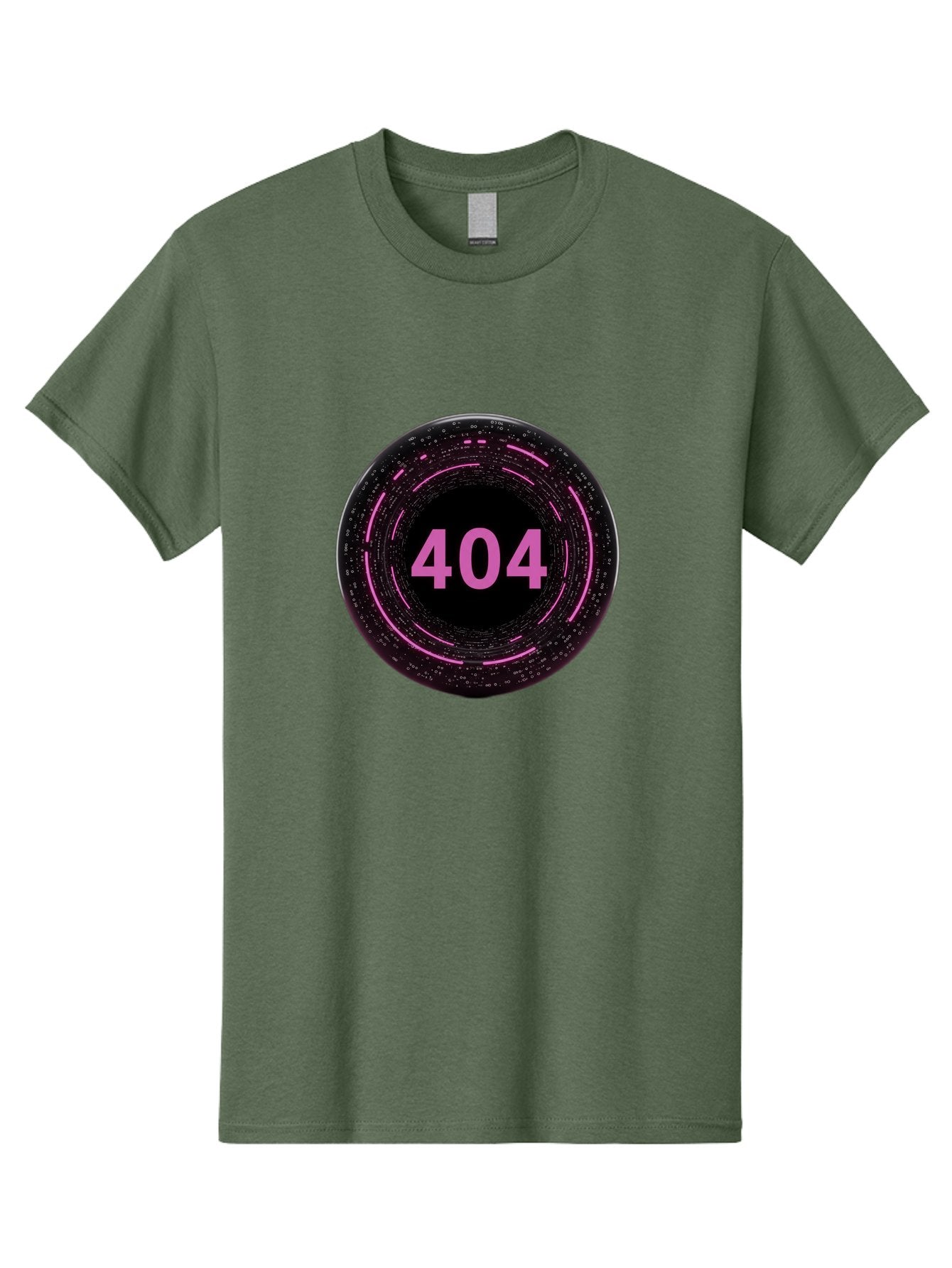 404-3 Men'S Graphic Tee, 100% Cotton, Comfortable Casual Summer Wear, Machine Washable, 404 Error, Page Not Found, Digital Glitch, Pink Neon, Futuristic Design, Cyberpunk Aesthetic, Error Message, Circular Pattern, Binary Code, Website Error Baa060 9