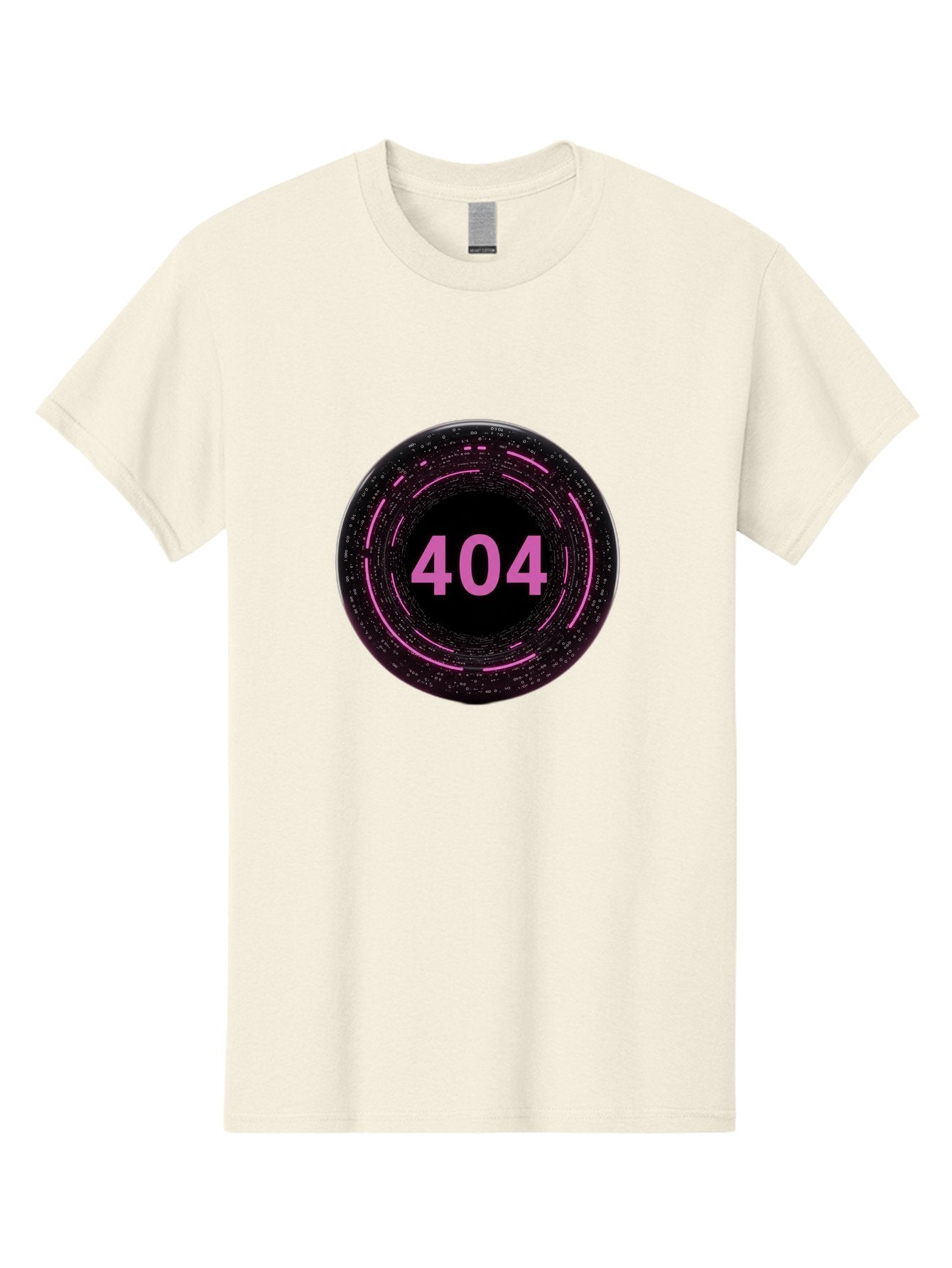 404-3 Men'S Graphic Tee, 100% Cotton, Comfortable Casual Summer Wear, Machine Washable, 404 Error, Page Not Found, Digital Glitch, Pink Neon, Futuristic Design, Cyberpunk Aesthetic, Error Message, Circular Pattern, Binary Code, Website Error Baa060 5