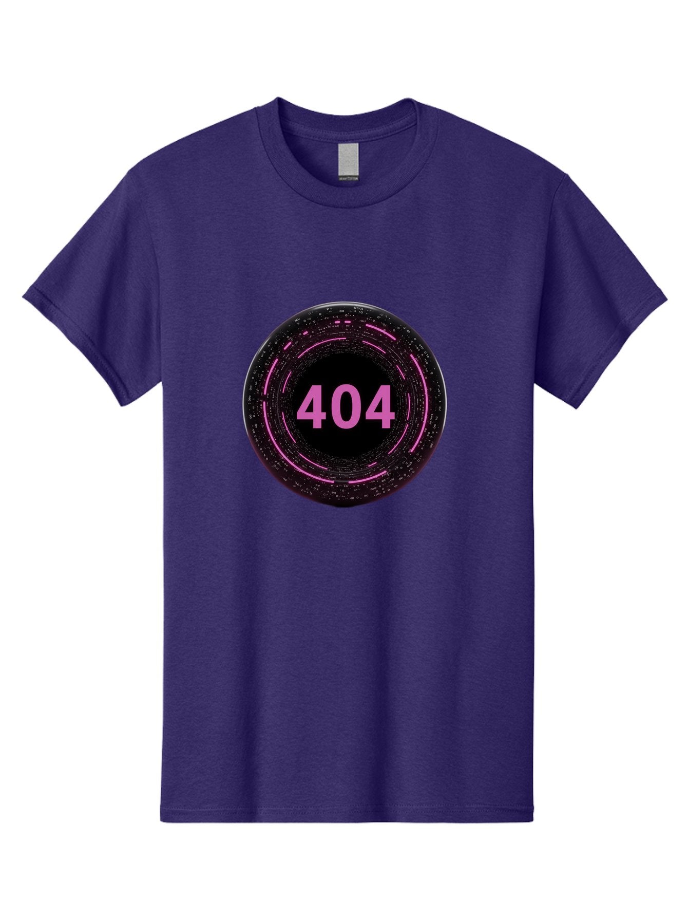 404-3 Men'S Graphic Tee, 100% Cotton, Comfortable Casual Summer Wear, Machine Washable, 404 Error, Page Not Found, Digital Glitch, Pink Neon, Futuristic Design, Cyberpunk Aesthetic, Error Message, Circular Pattern, Binary Code, Website Error Baa060 11