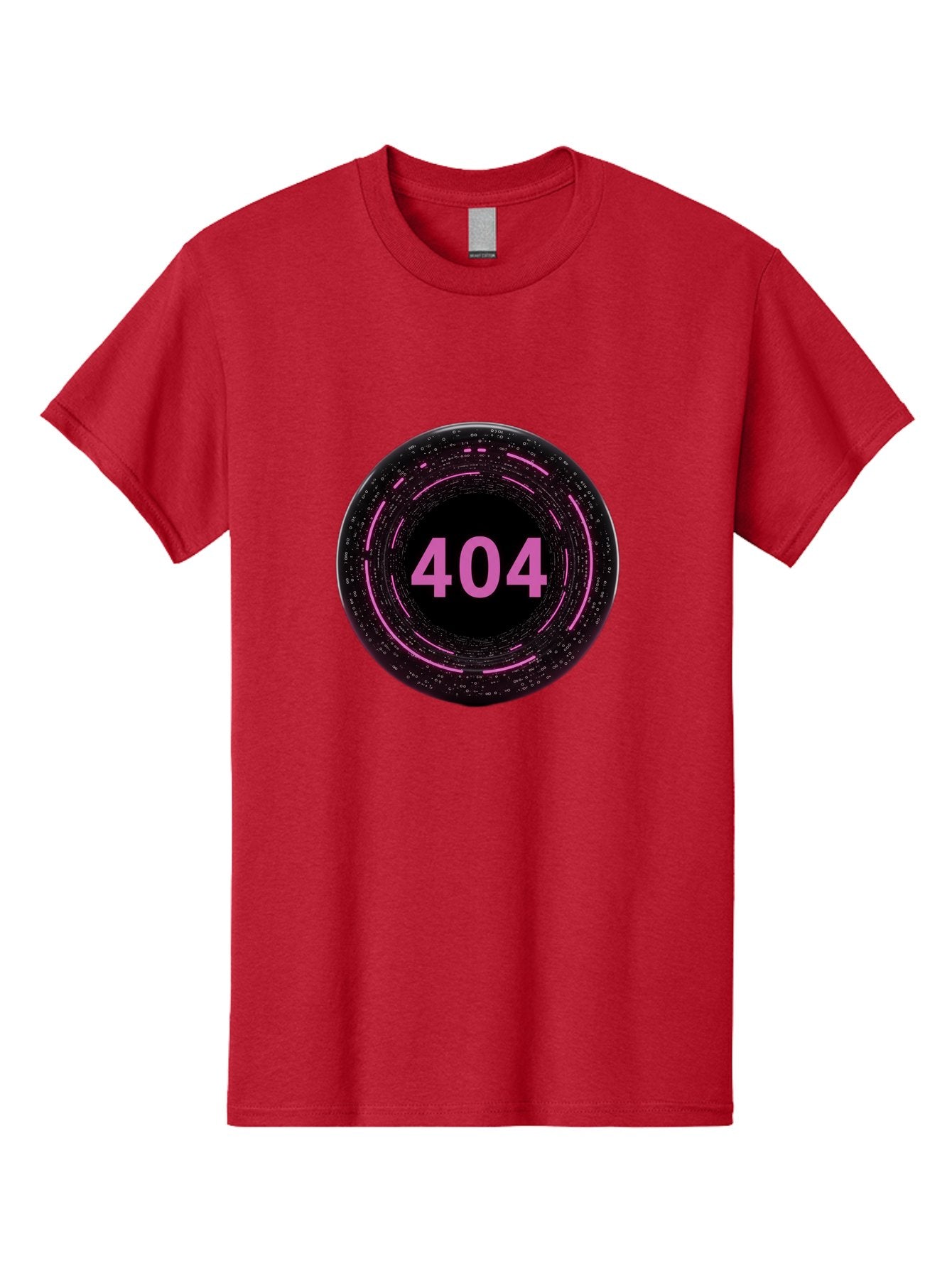 404-3 Men'S Graphic Tee, 100% Cotton, Comfortable Casual Summer Wear, Machine Washable, 404 Error, Page Not Found, Digital Glitch, Pink Neon, Futuristic Design, Cyberpunk Aesthetic, Error Message, Circular Pattern, Binary Code, Website Error Baa060