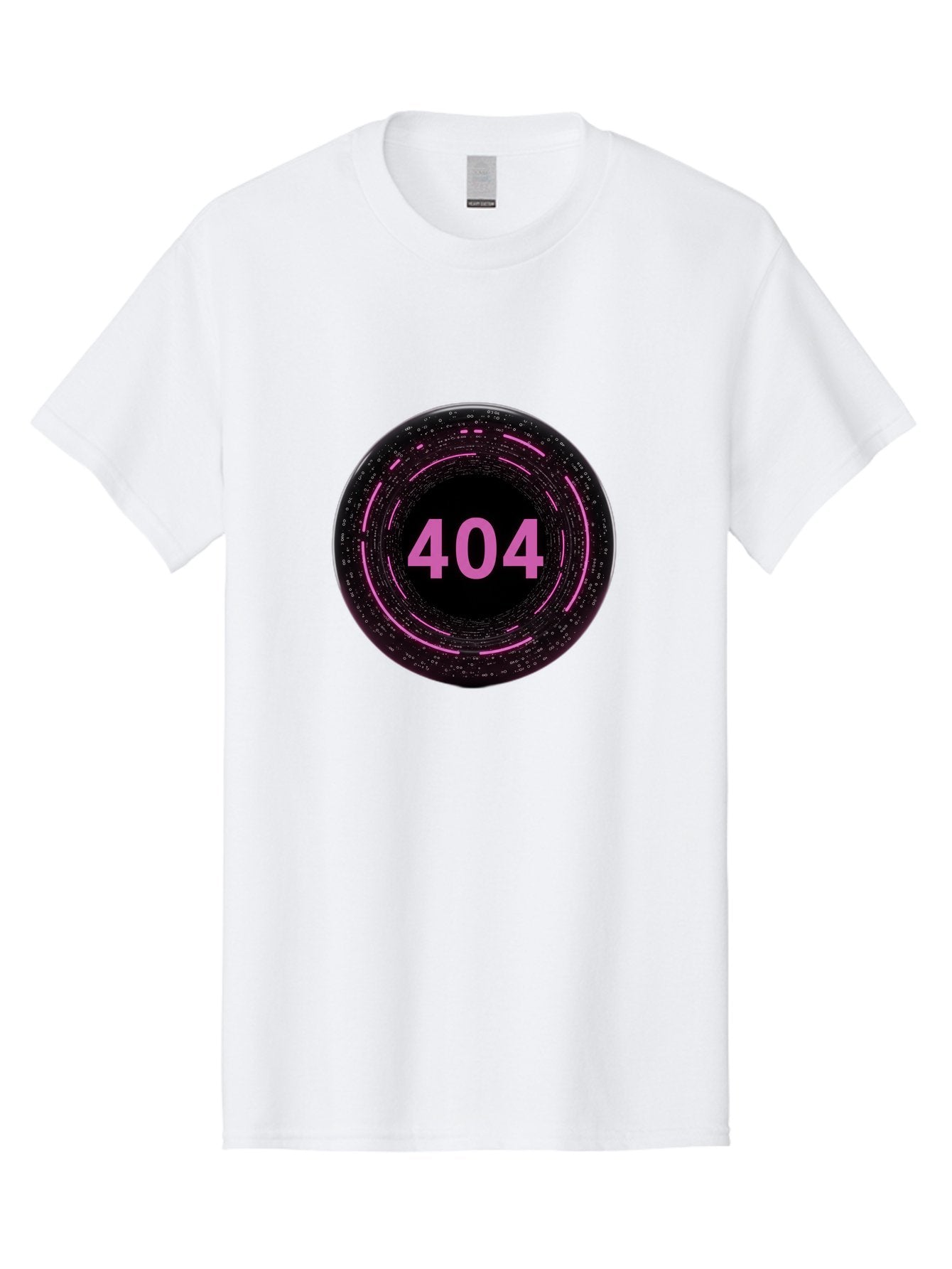 404-3 Men'S Graphic Tee, 100% Cotton, Comfortable Casual Summer Wear, Machine Washable, 404 Error, Page Not Found, Digital Glitch, Pink Neon, Futuristic Design, Cyberpunk Aesthetic, Error Message, Circular Pattern, Binary Code, Website Error Baa060 7