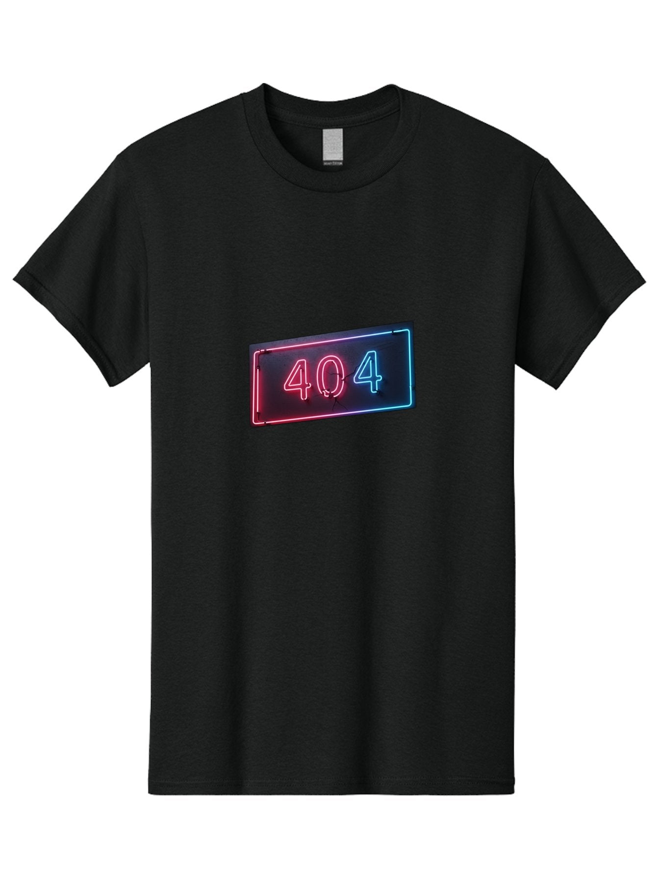 404-4 Men'S Graphic Tee, 100% Cotton, Comfortable Casual Summer Wear, Machine Washable, 404 Error Sign, Neon Sign, Red And Blue Neon, Glowing Numbers, Page Not Found, Error Message, Digital Signage Baa061 11