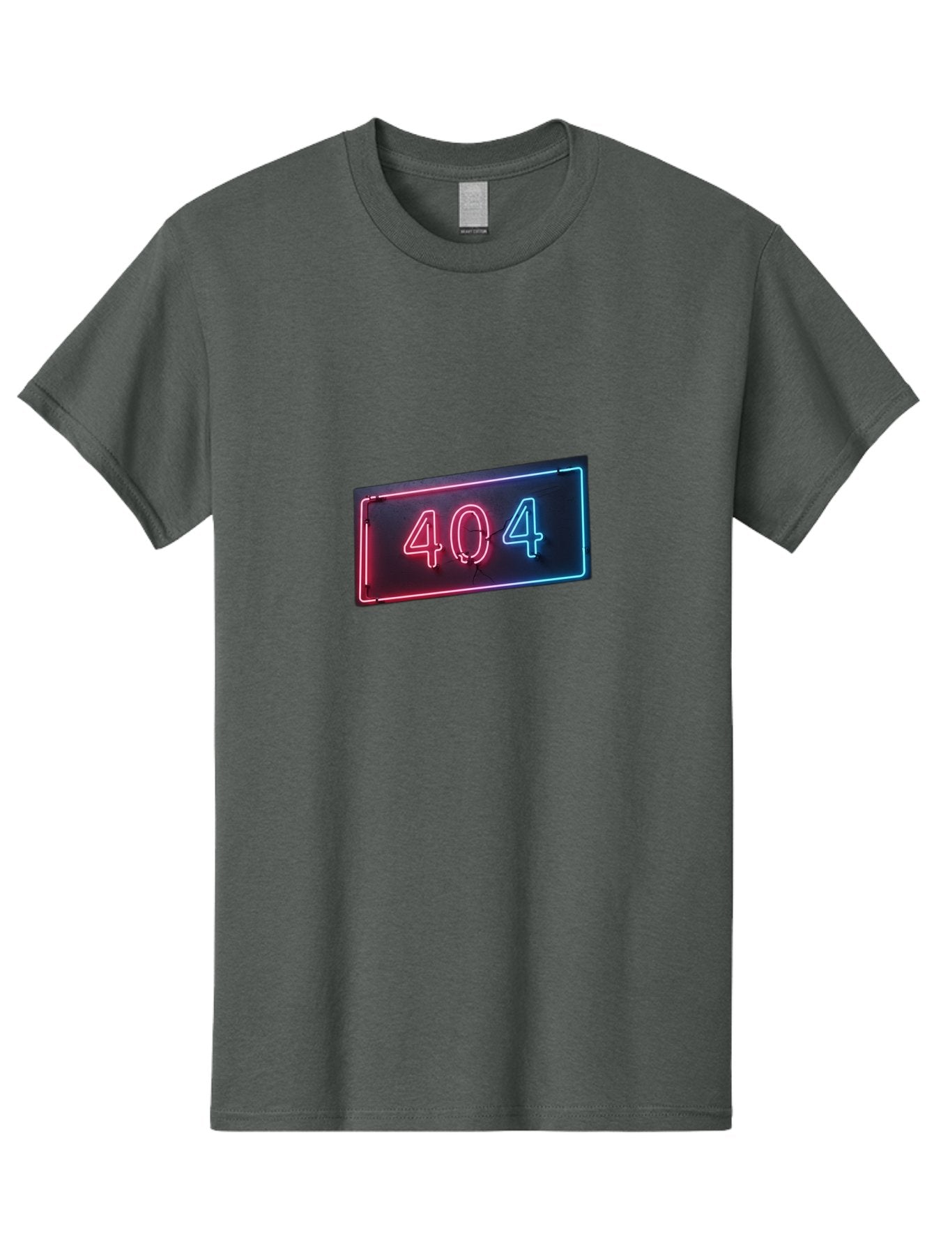 404-4 Men'S Graphic Tee, 100% Cotton, Comfortable Casual Summer Wear, Machine Washable, 404 Error Sign, Neon Sign, Red And Blue Neon, Glowing Numbers, Page Not Found, Error Message, Digital Signage Baa061