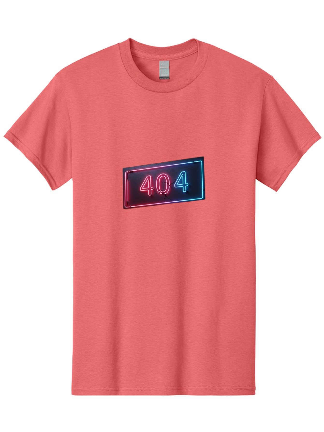 404-4 Men'S Graphic Tee, 100% Cotton, Comfortable Casual Summer Wear, Machine Washable, 404 Error Sign, Neon Sign, Red And Blue Neon, Glowing Numbers, Page Not Found, Error Message, Digital Signage Baa061 12