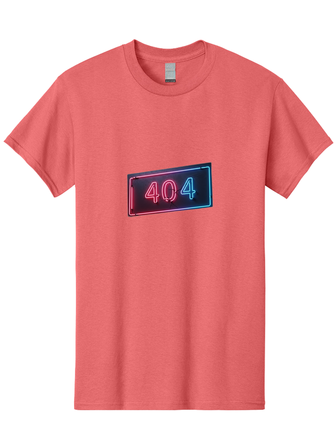 404-4 Men'S Graphic Tee, 100% Cotton, Comfortable Casual Summer Wear, Machine Washable, 404 Error Sign, Neon Sign, Red And Blue Neon, Glowing Numbers, Page Not Found, Error Message, Digital Signage Baa061 5
