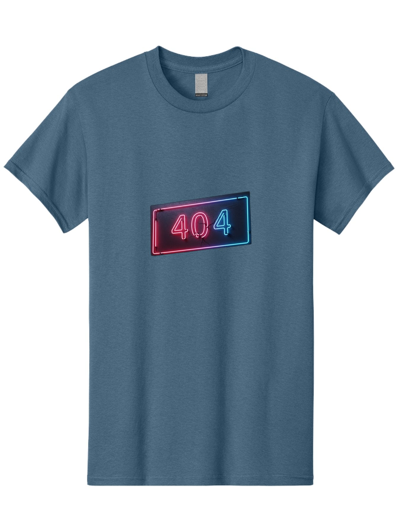 404-4 Men'S Graphic Tee, 100% Cotton, Comfortable Casual Summer Wear, Machine Washable, 404 Error Sign, Neon Sign, Red And Blue Neon, Glowing Numbers, Page Not Found, Error Message, Digital Signage Baa061 7