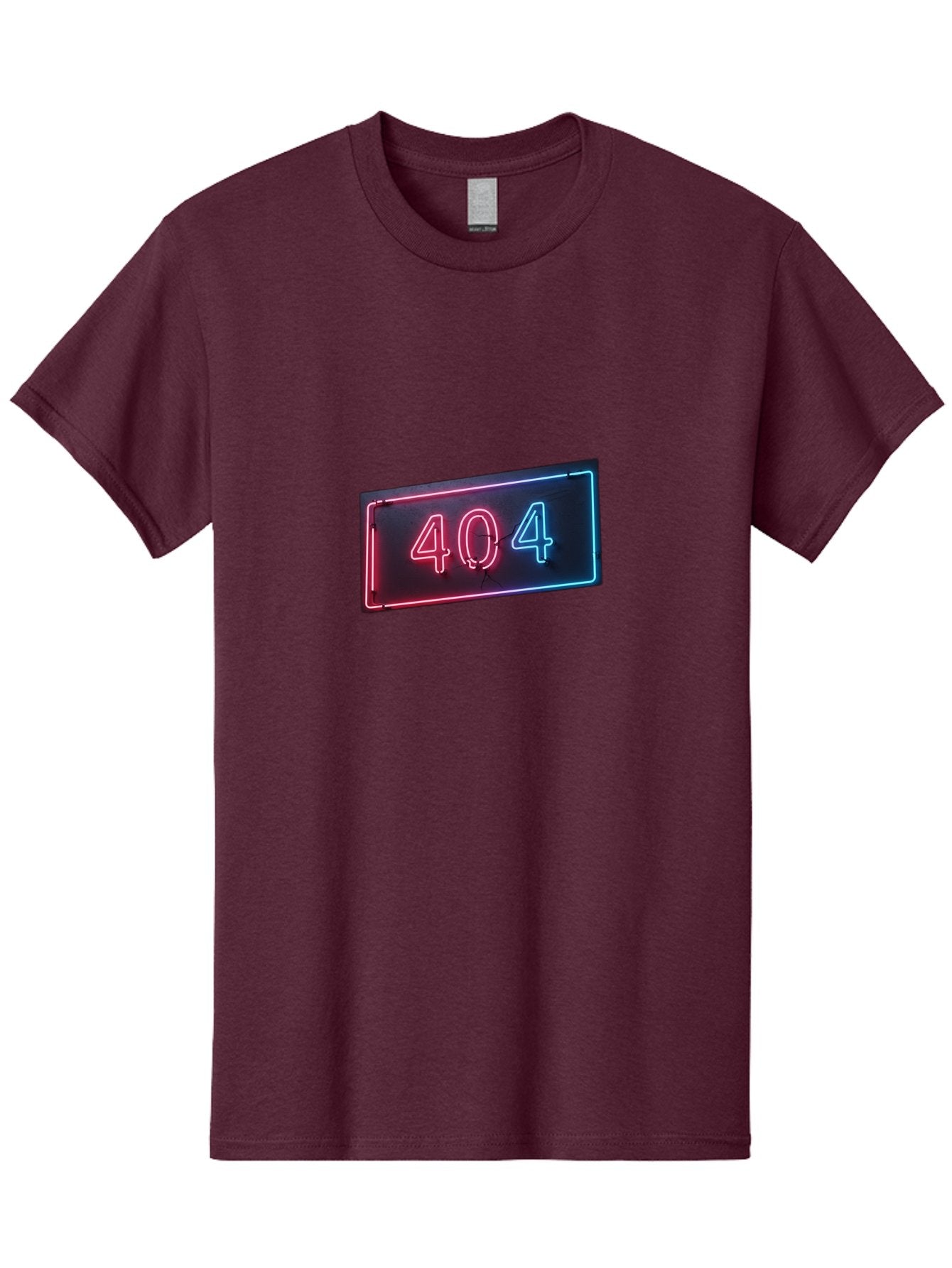 404-4 Men'S Graphic Tee, 100% Cotton, Comfortable Casual Summer Wear, Machine Washable, 404 Error Sign, Neon Sign, Red And Blue Neon, Glowing Numbers, Page Not Found, Error Message, Digital Signage Baa061 14