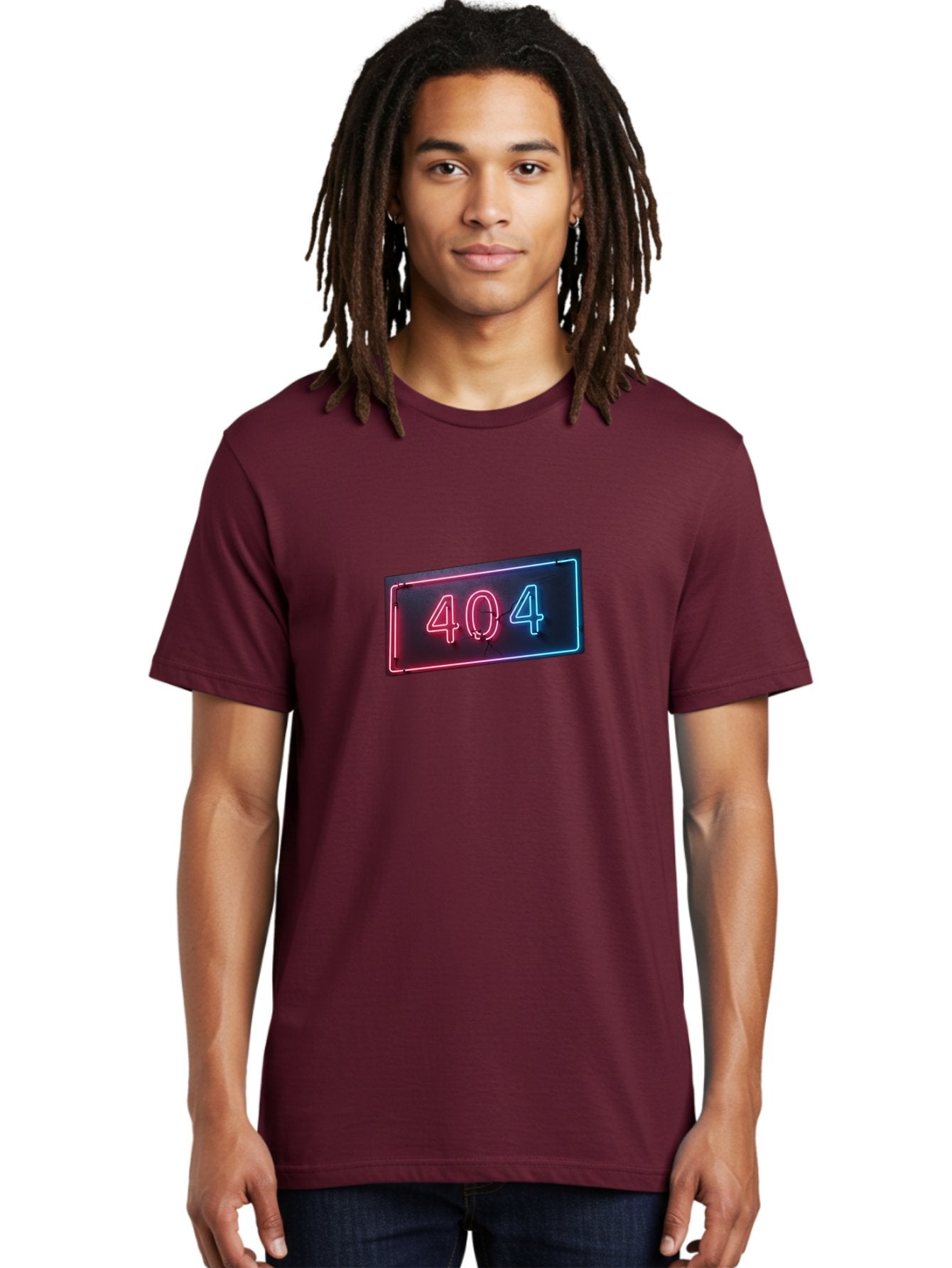 404-4 Men'S Graphic Tee, 100% Cotton, Comfortable Casual Summer Wear, Machine Washable, 404 Error Sign, Neon Sign, Red And Blue Neon, Glowing Numbers, Page Not Found, Error Message, Digital Signage Baa061 29
