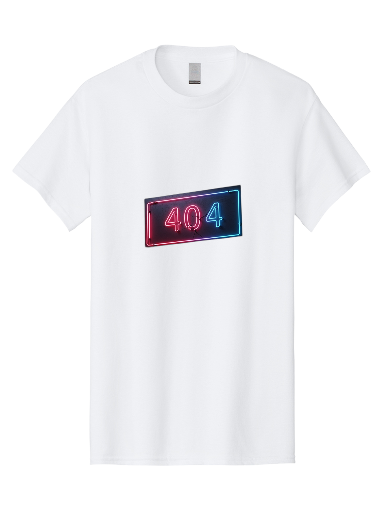 404-4 Men'S Graphic Tee, 100% Cotton, Comfortable Casual Summer Wear, Machine Washable, 404 Error Sign, Neon Sign, Red And Blue Neon, Glowing Numbers, Page Not Found, Error Message, Digital Signage Baa061