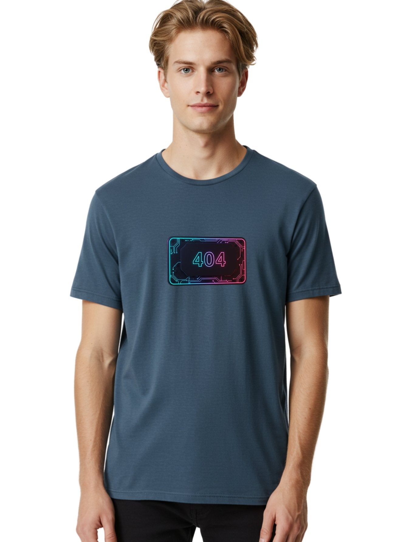404-8 Men'S Graphic Tee, 100% Cotton, Comfortable Casual Summer Wear, Machine Washable, 404 Error Message, Futuristic Design, Neon Lights, Circuit Board, Error Page, Page Not Found, Tech Glitch, Digital Error Baa065 22