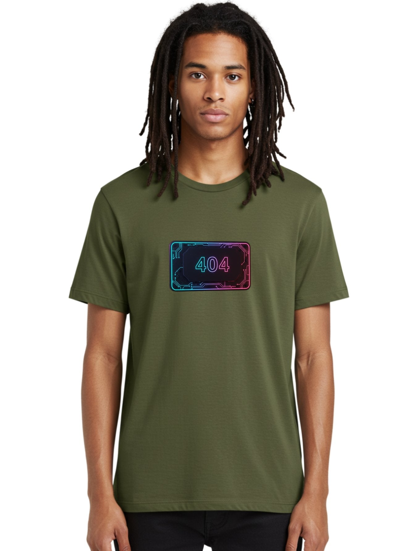404-8 Men'S Graphic Tee, 100% Cotton, Comfortable Casual Summer Wear, Machine Washable, 404 Error Message, Futuristic Design, Neon Lights, Circuit Board, Error Page, Page Not Found, Tech Glitch, Digital Error Baa065 24