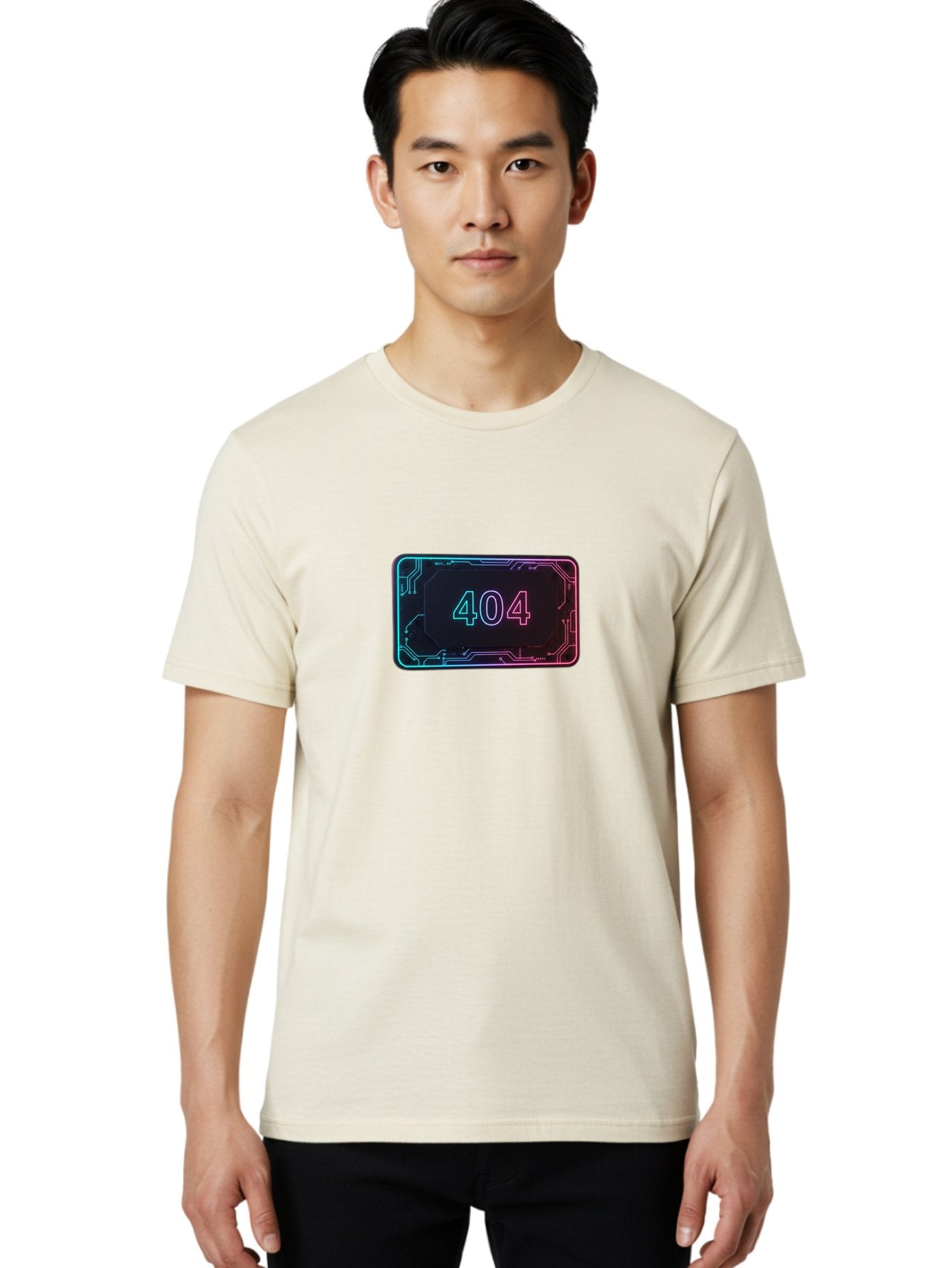 404-8 Men'S Graphic Tee, 100% Cotton, Comfortable Casual Summer Wear, Machine Washable, 404 Error Message, Futuristic Design, Neon Lights, Circuit Board, Error Page, Page Not Found, Tech Glitch, Digital Error Baa065 19