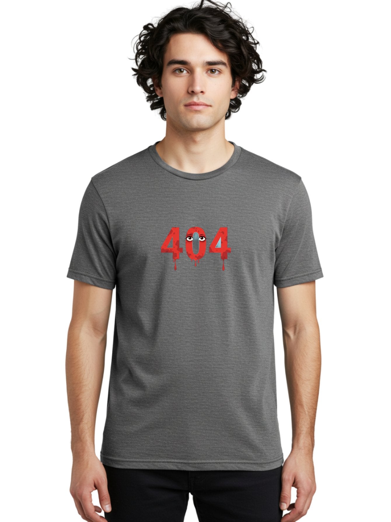 404-9 Men'S Graphic Tee, 100% Cotton, Comfortable Casual Summer Wear, Machine Washable, Error Message, 404 Page Not Found, Creepy Numbers, Dripping Blood, Horror Theme, Eerie Atmosphere, Web Design Element, Glitch Art Baa066 16
