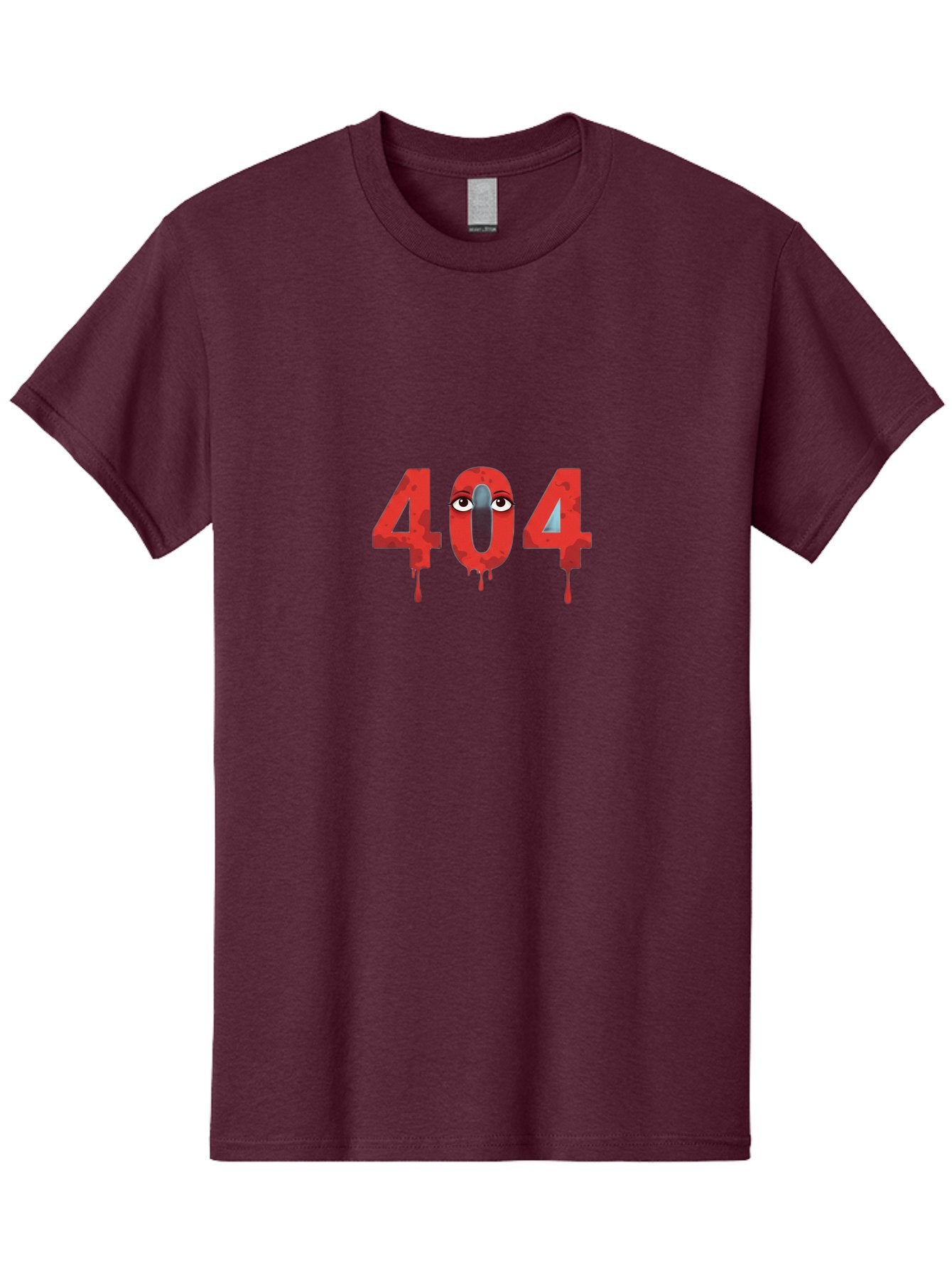 404-9 Men'S Graphic Tee, 100% Cotton, Comfortable Casual Summer Wear, Machine Washable, Error Message, 404 Page Not Found, Creepy Numbers, Dripping Blood, Horror Theme, Eerie Atmosphere, Web Design Element, Glitch Art Baa066 4