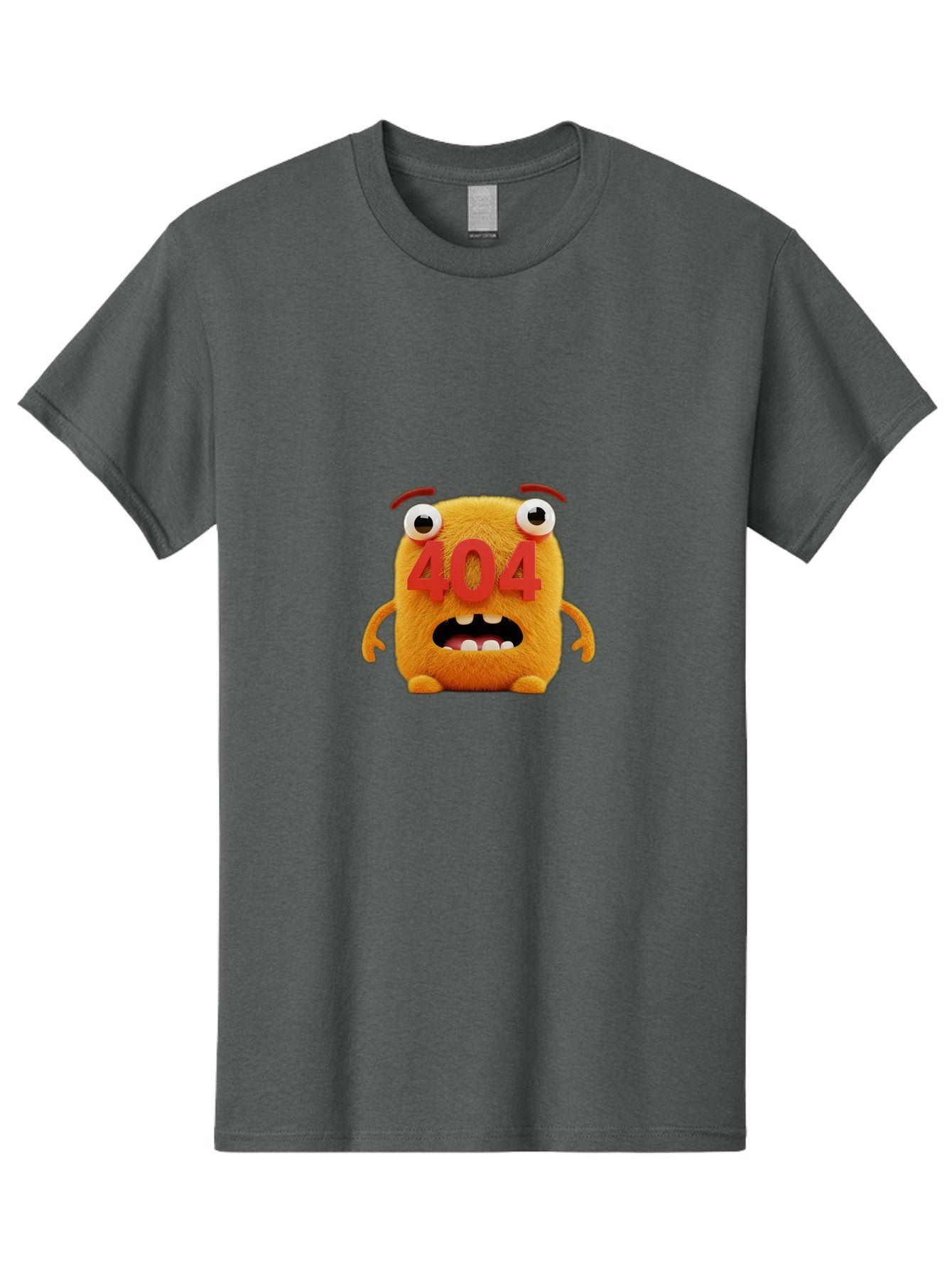 404-Character-1 Men'S Graphic Tee, 100% Cotton, Comfortable Casual Summer Wear, Machine Washable, Error Message, 404 Page Not Found, Cartoon Character, Angry Face, Red Numbers, Fuzzy Texture, Eyeballs Popped Out, Shocked Expression, Baa067 5