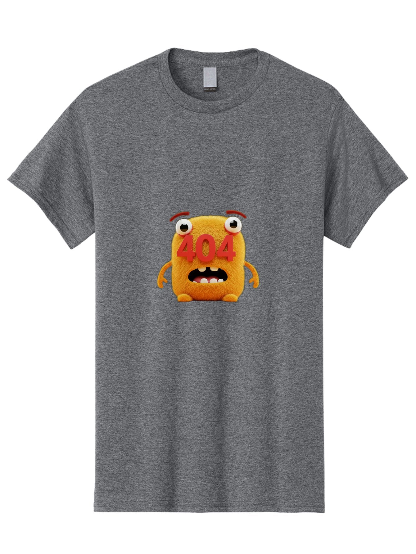 404-Character-1 Men'S Graphic Tee, 100% Cotton, Comfortable Casual Summer Wear, Machine Washable, Error Message, 404 Page Not Found, Cartoon Character, Angry Face, Red Numbers, Fuzzy Texture, Eyeballs Popped Out, Shocked Expression, Baa067