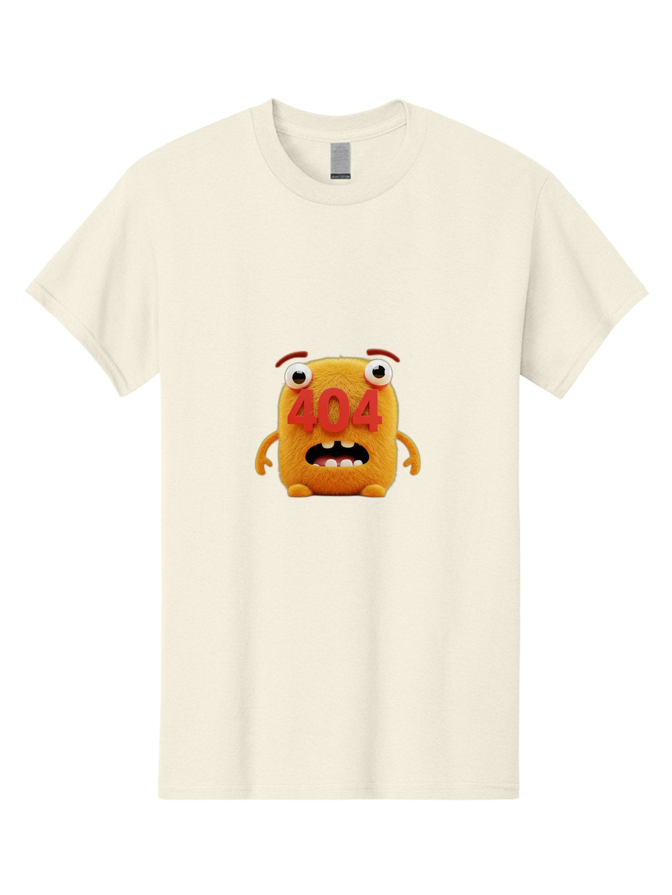 404-Character-1 Men'S Graphic Tee, 100% Cotton, Comfortable Casual Summer Wear, Machine Washable, Error Message, 404 Page Not Found, Cartoon Character, Angry Face, Red Numbers, Fuzzy Texture, Eyeballs Popped Out, Shocked Expression, Baa067 9