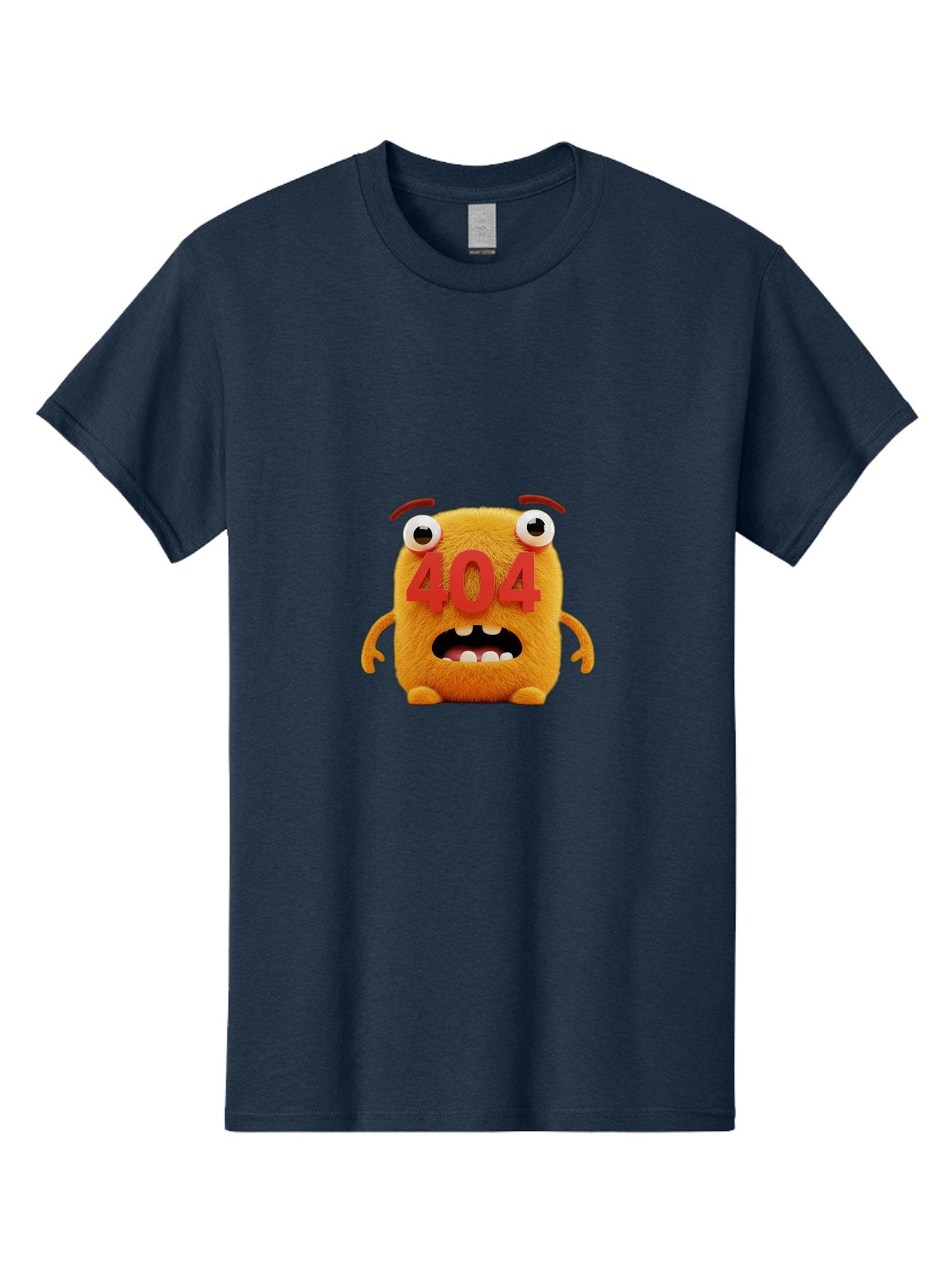 404-Character-1 Men'S Graphic Tee, 100% Cotton, Comfortable Casual Summer Wear, Machine Washable, Error Message, 404 Page Not Found, Cartoon Character, Angry Face, Red Numbers, Fuzzy Texture, Eyeballs Popped Out, Shocked Expression, Baa067 13