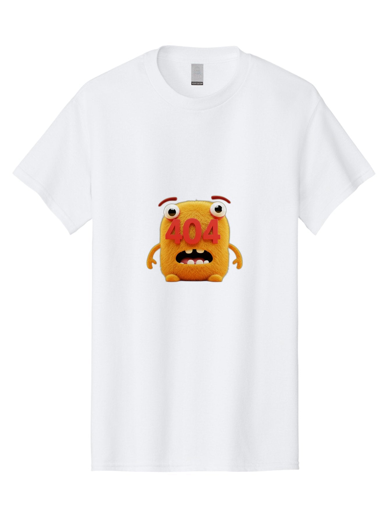 404-Character-1 Men'S Graphic Tee, 100% Cotton, Comfortable Casual Summer Wear, Machine Washable, Error Message, 404 Page Not Found, Cartoon Character, Angry Face, Red Numbers, Fuzzy Texture, Eyeballs Popped Out, Shocked Expression, Baa067 15
