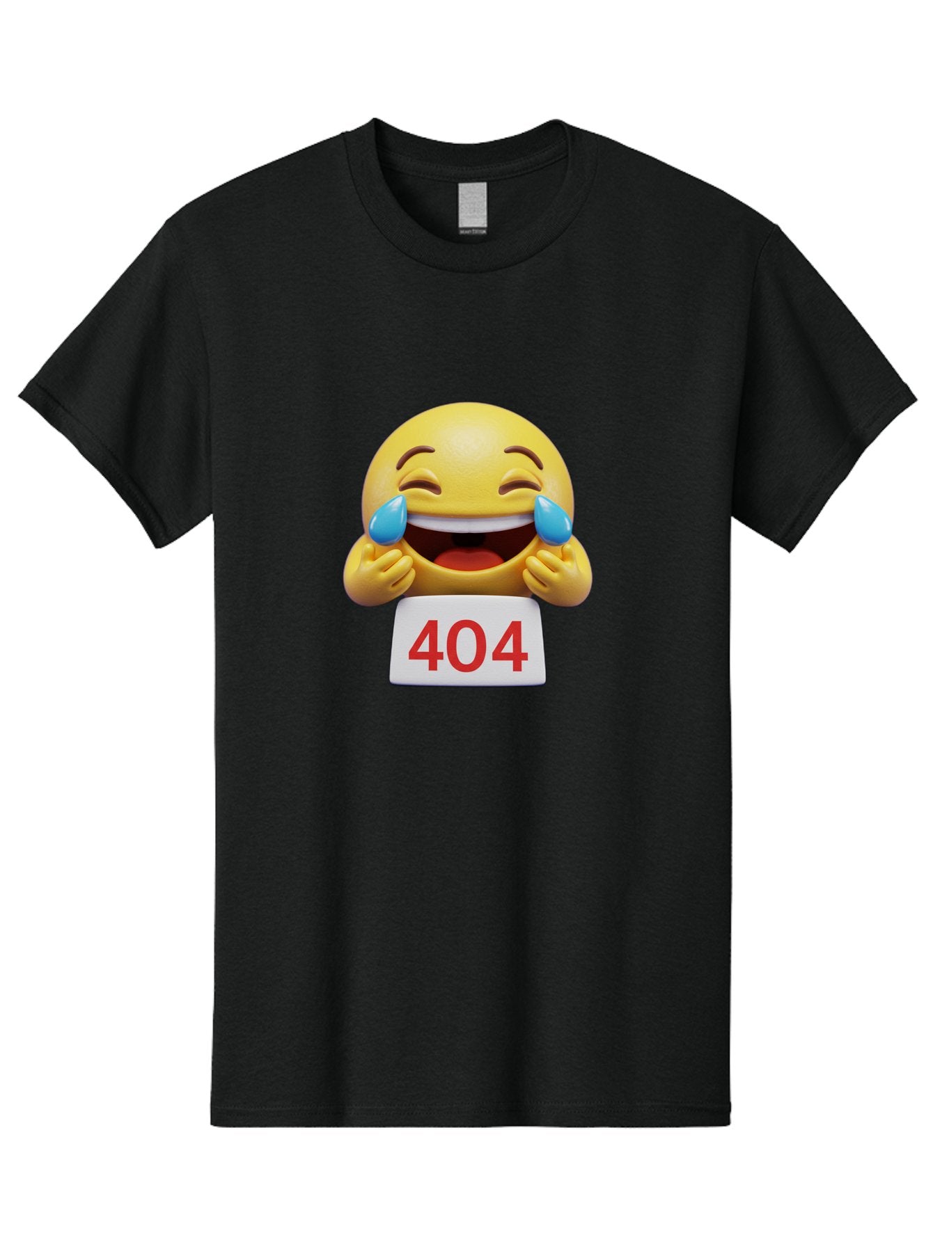 404-Emoji-1 Men'S Graphic Tee, 100% Cotton, Comfortable Casual Summer Wear, Machine Washable, 404 Error, Laughing Emoji, Crying Tears Of Joy, Web Error, Page Not Found, Funny Moments, Online Humor Baa069
