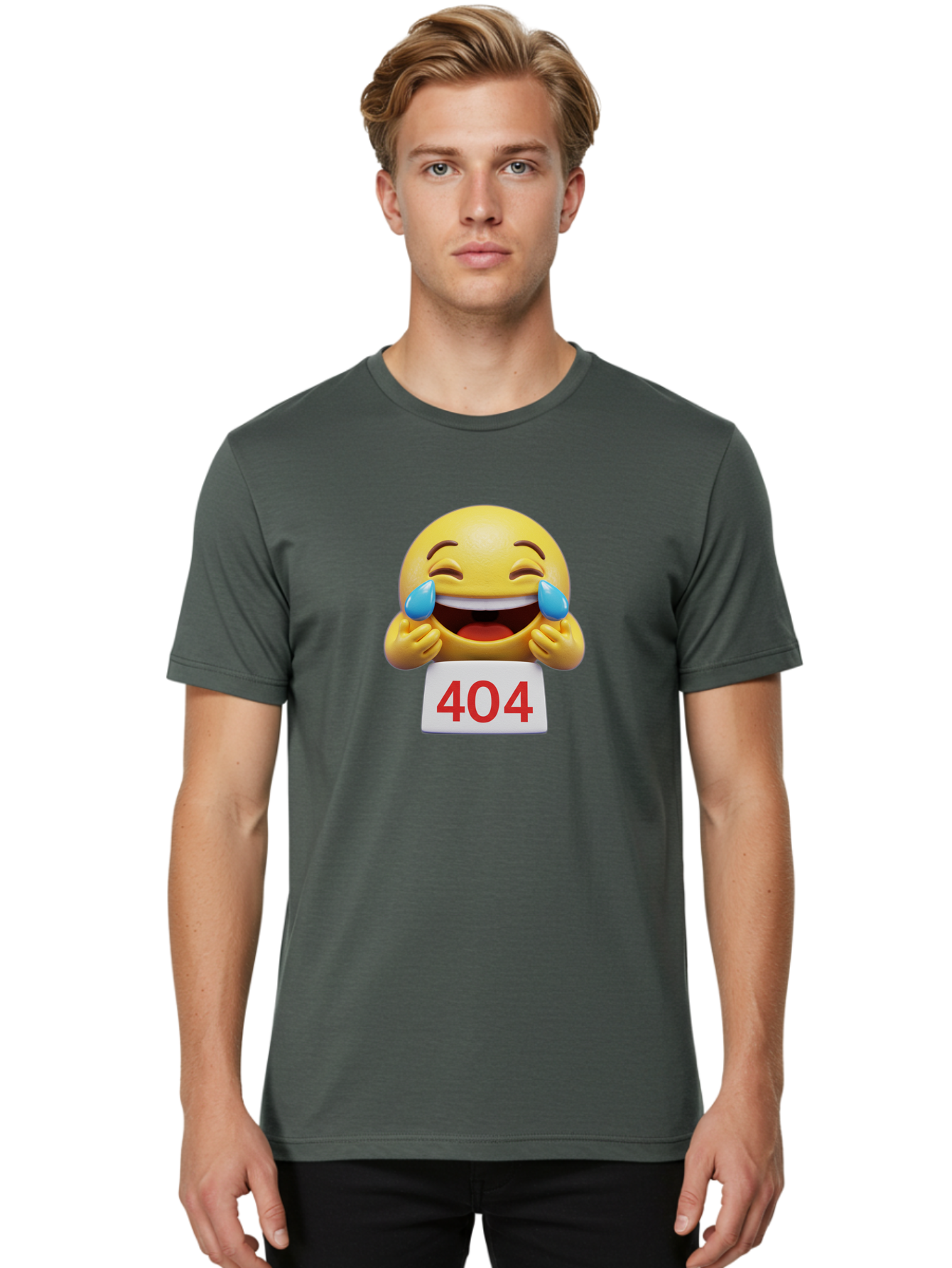404-Emoji-1 Men'S Graphic Tee, 100% Cotton, Comfortable Casual Summer Wear, Machine Washable, 404 Error, Laughing Emoji, Crying Tears Of Joy, Web Error, Page Not Found, Funny Moments, Online Humor Baa069