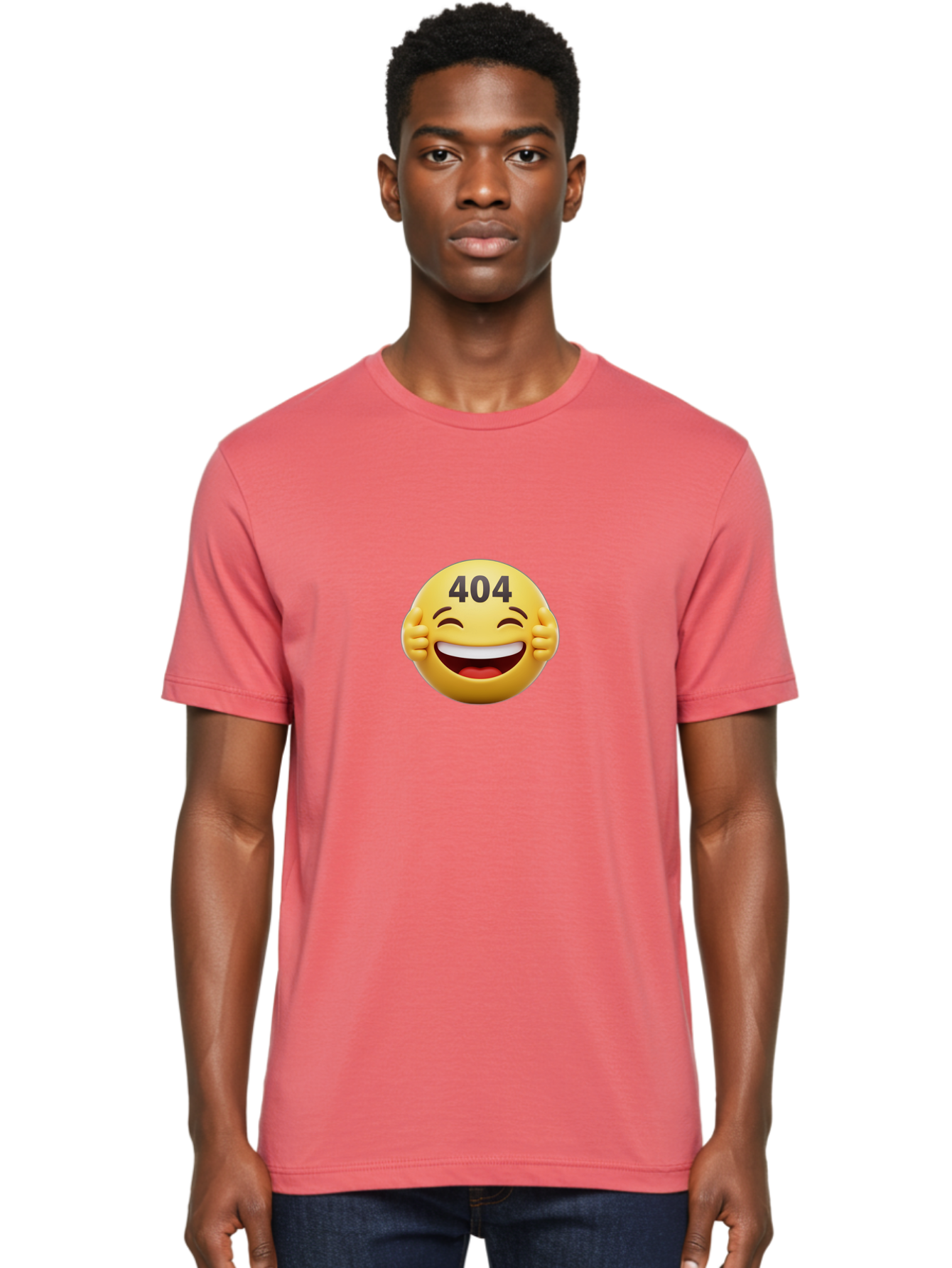 404-Emoji Men'S Graphic Tee, 100% Cotton, Comfortable Casual Summer Wear, Machine Washable, Error 404, Laughing Emoji, Funny Face, Humor, Internet Meme, Page Not Found, Error Message, Comedic Relief Baa071 30