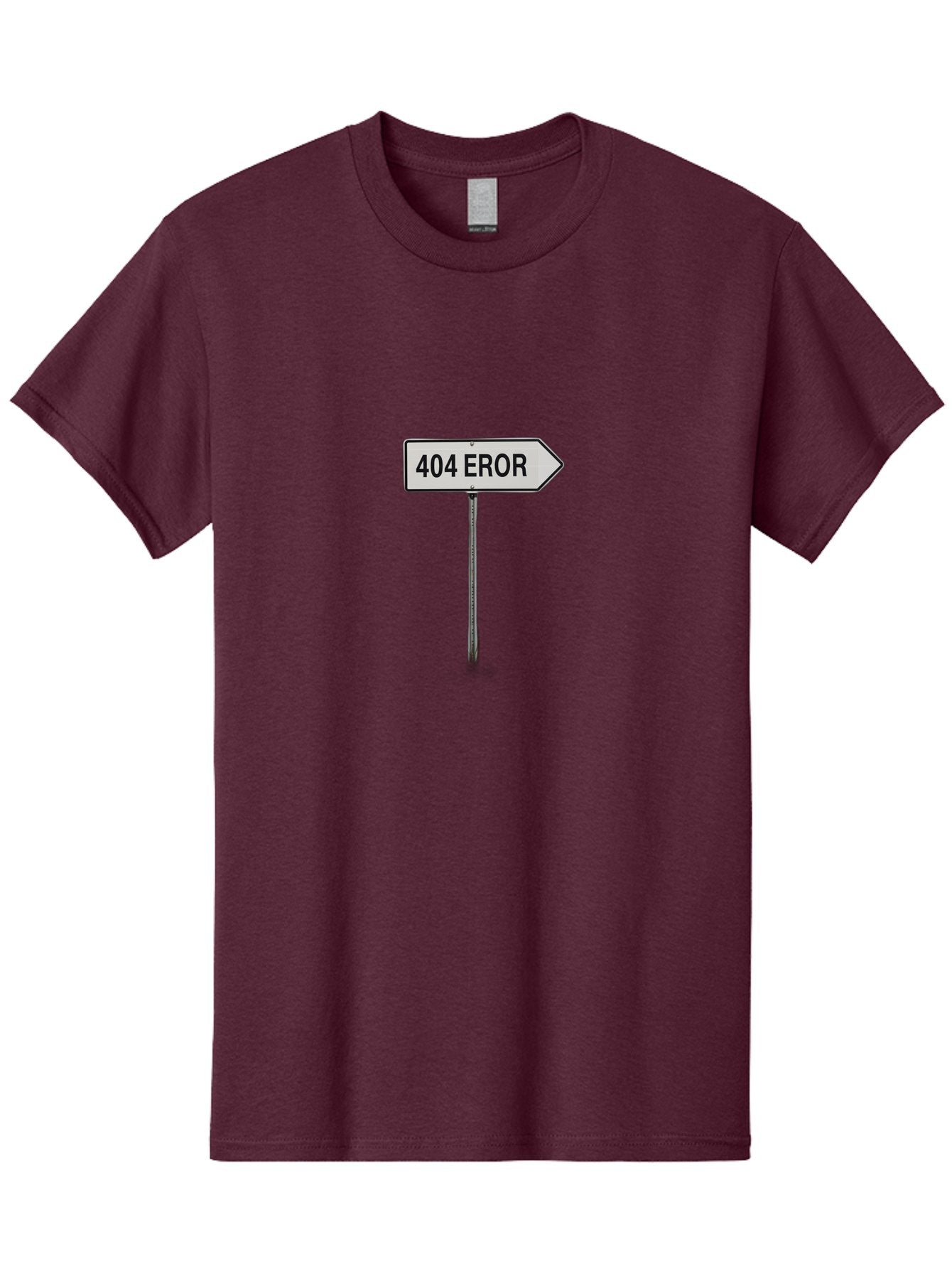 404-Eror Men'S Graphic Tee, 100% Cotton, Comfortable Casual Summer Wear, Machine Washable, 404 Error Sign, Navigation Sign, Error Message, Directional Sign, Misspelled Text, White Sign, Black Text, Arrow Sign, Metal Pole, Page Not Found Baa072 15