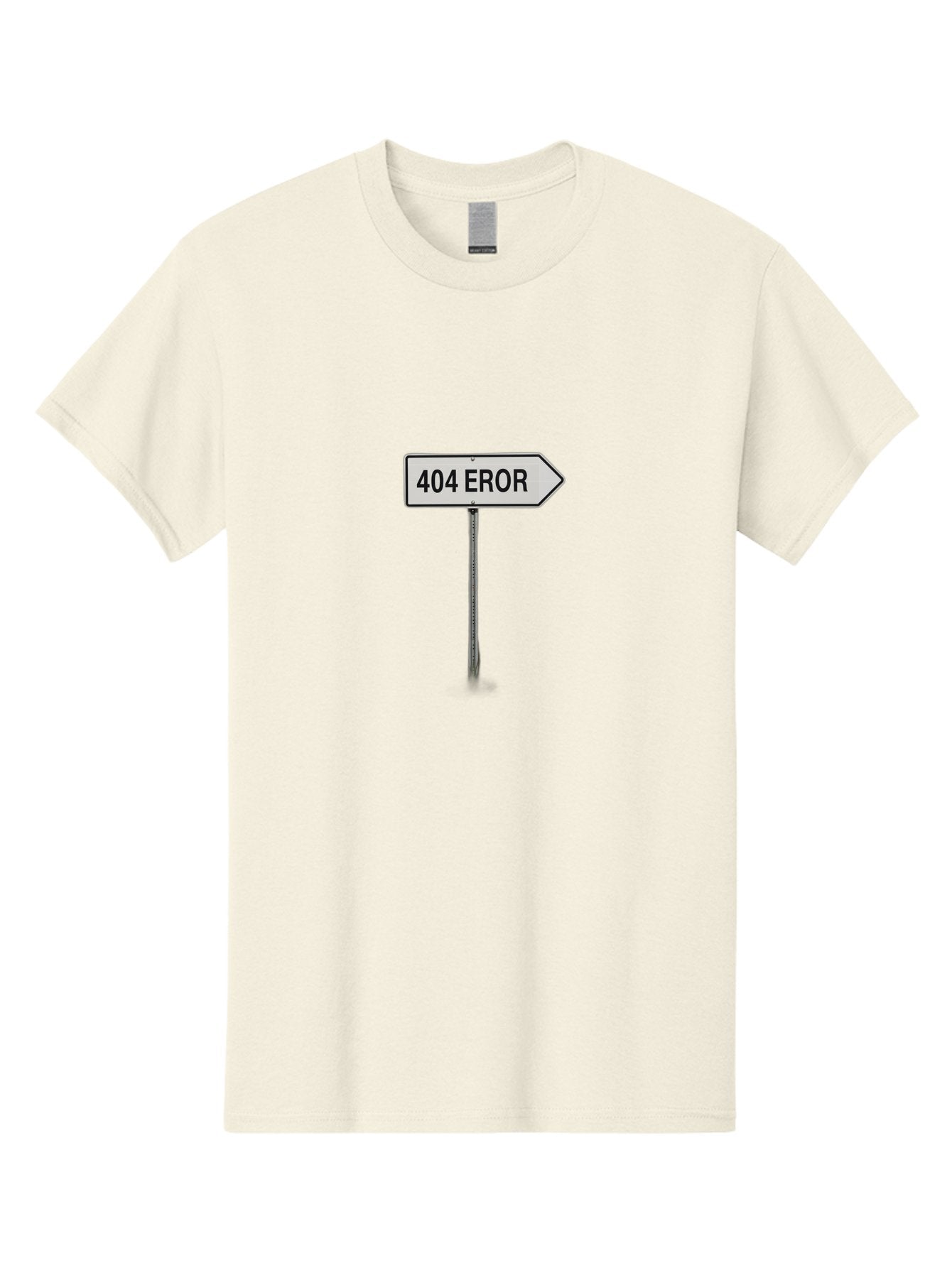 404-Eror Men'S Graphic Tee, 100% Cotton, Comfortable Casual Summer Wear, Machine Washable, 404 Error Sign, Navigation Sign, Error Message, Directional Sign, Misspelled Text, White Sign, Black Text, Arrow Sign, Metal Pole, Page Not Found Baa072