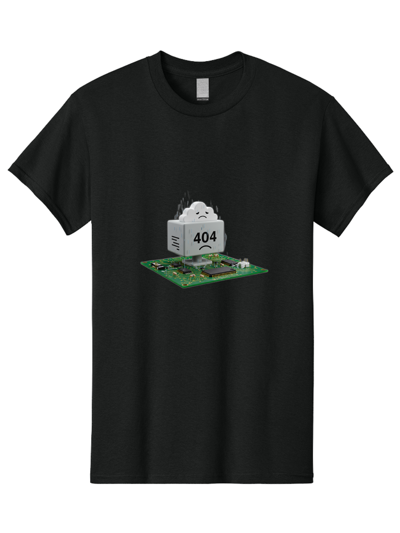 404-Error-10 Men'S Graphic Tee, 100% Cotton, Comfortable Casual Summer Wear, Machine Washable, 404 Error Message, Sad Cloud, Unhappy Face, Computer Hardware, Circuit Board, Error Code, Webpage Not Found, Broken Link, Digital Frustration, Baa074 21