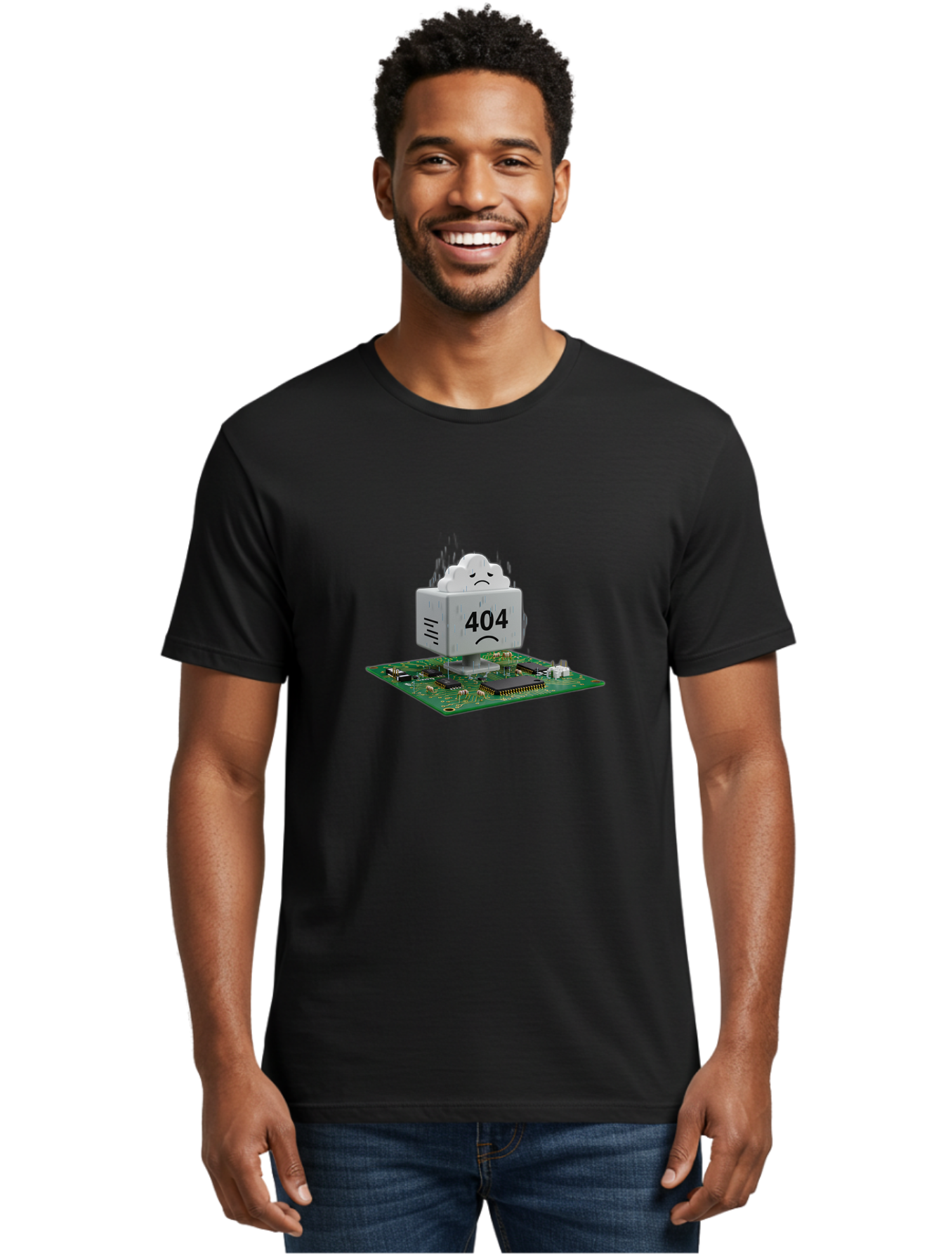 404-Error-10 Men'S Graphic Tee, 100% Cotton, Comfortable Casual Summer Wear, Machine Washable, 404 Error Message, Sad Cloud, Unhappy Face, Computer Hardware, Circuit Board, Error Code, Webpage Not Found, Broken Link, Digital Frustration, Baa074 22