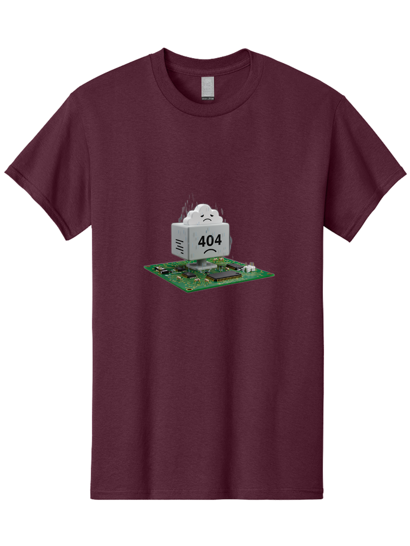 404-Error-10 Men'S Graphic Tee, 100% Cotton, Comfortable Casual Summer Wear, Machine Washable, 404 Error Message, Sad Cloud, Unhappy Face, Computer Hardware, Circuit Board, Error Code, Webpage Not Found, Broken Link, Digital Frustration, Baa074 7