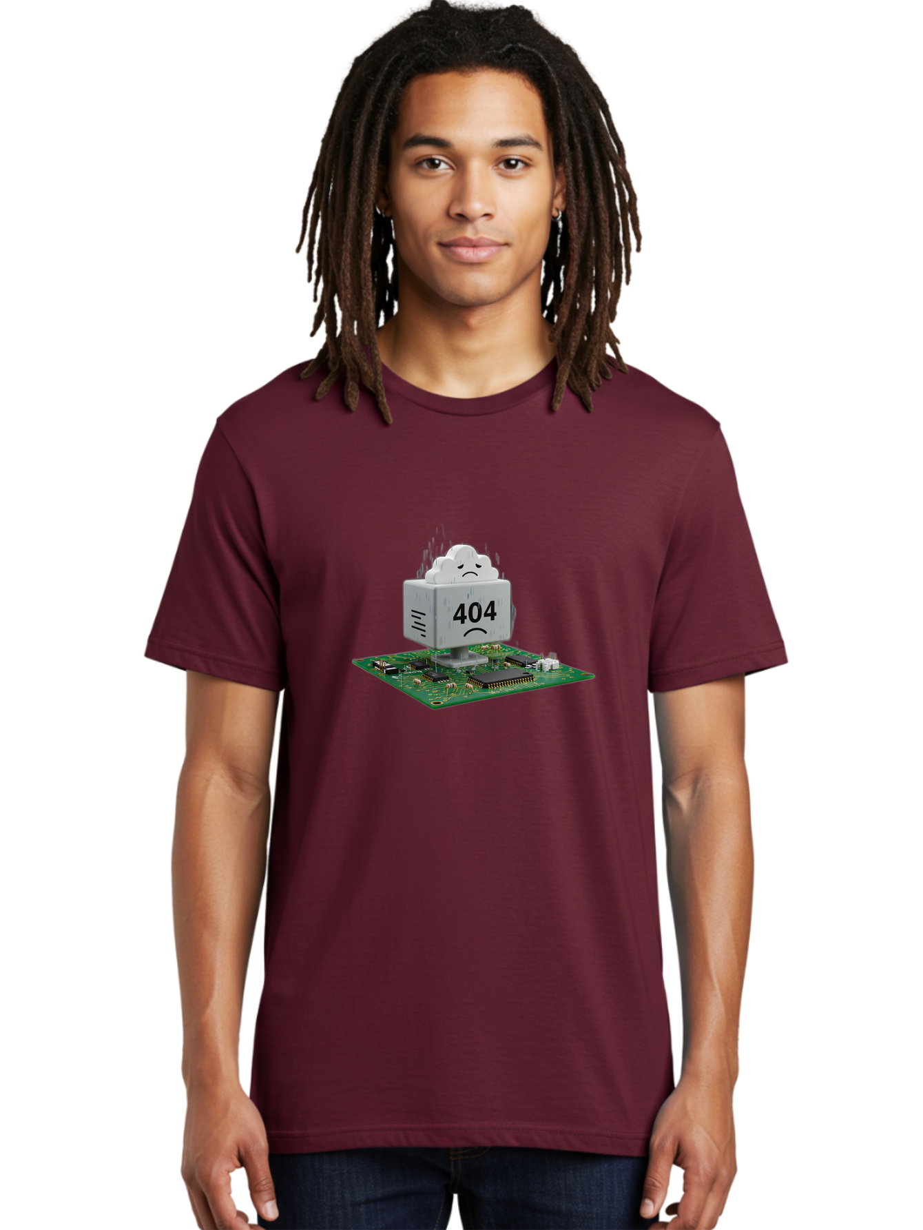 404-Error-10 Men'S Graphic Tee, 100% Cotton, Comfortable Casual Summer Wear, Machine Washable, 404 Error Message, Sad Cloud, Unhappy Face, Computer Hardware, Circuit Board, Error Code, Webpage Not Found, Broken Link, Digital Frustration, Baa074 8