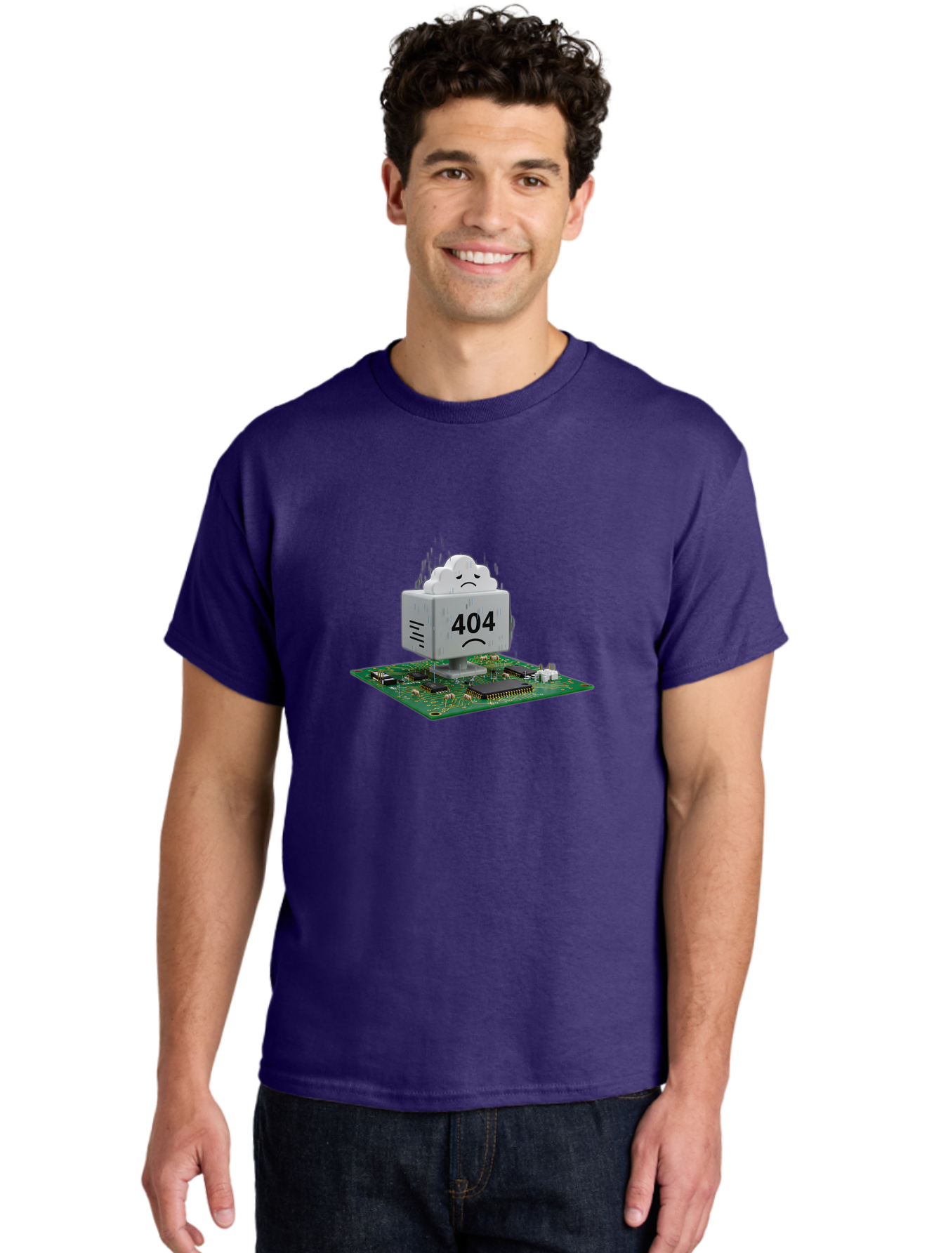 404-Error-10 Men'S Graphic Tee, 100% Cotton, Comfortable Casual Summer Wear, Machine Washable, 404 Error Message, Sad Cloud, Unhappy Face, Computer Hardware, Circuit Board, Error Code, Webpage Not Found, Broken Link, Digital Frustration, Baa074 10