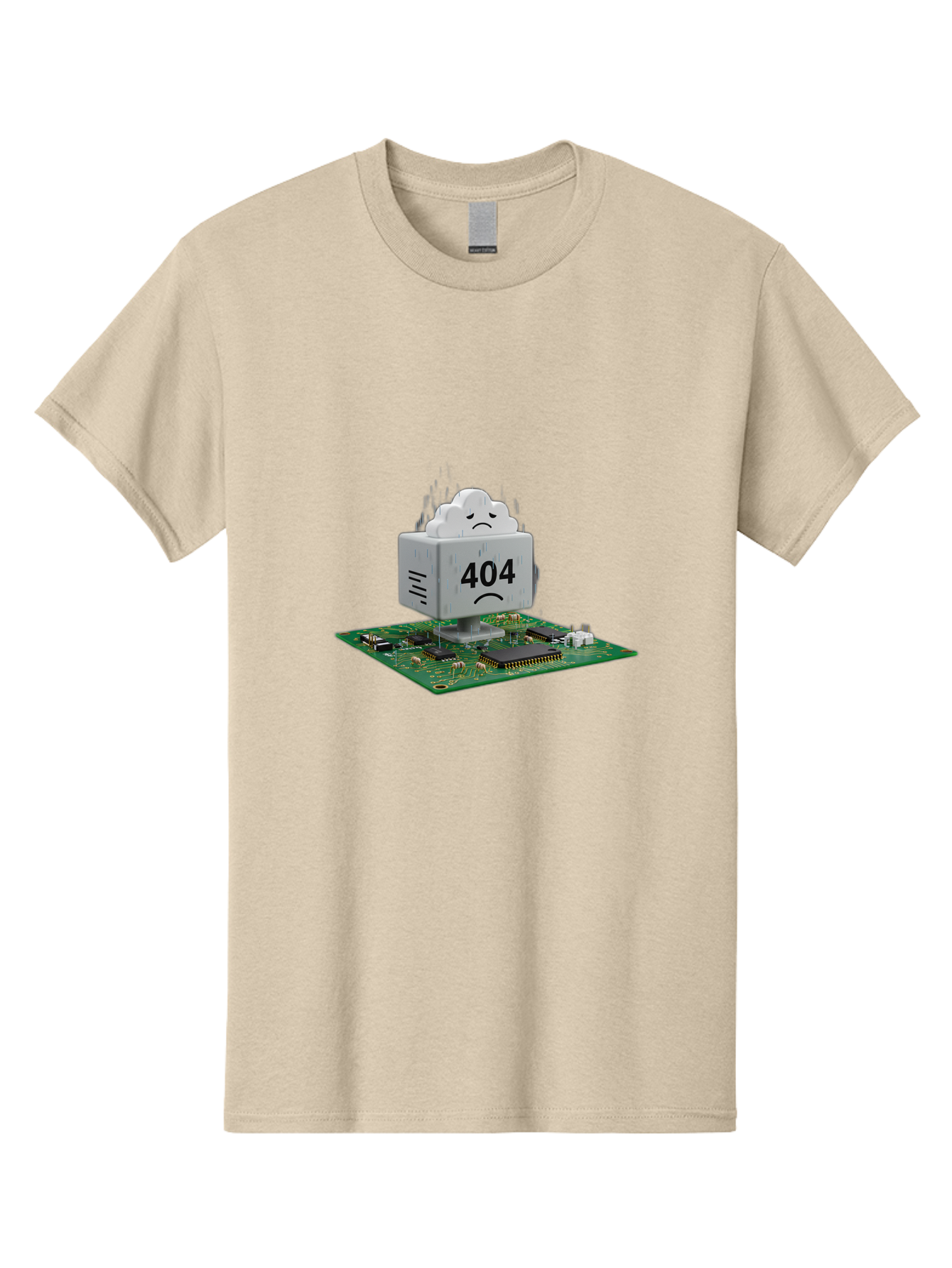 404-Error-10 Men'S Graphic Tee, 100% Cotton, Comfortable Casual Summer Wear, Machine Washable, 404 Error Message, Sad Cloud, Unhappy Face, Computer Hardware, Circuit Board, Error Code, Webpage Not Found, Broken Link, Digital Frustration, Baa074