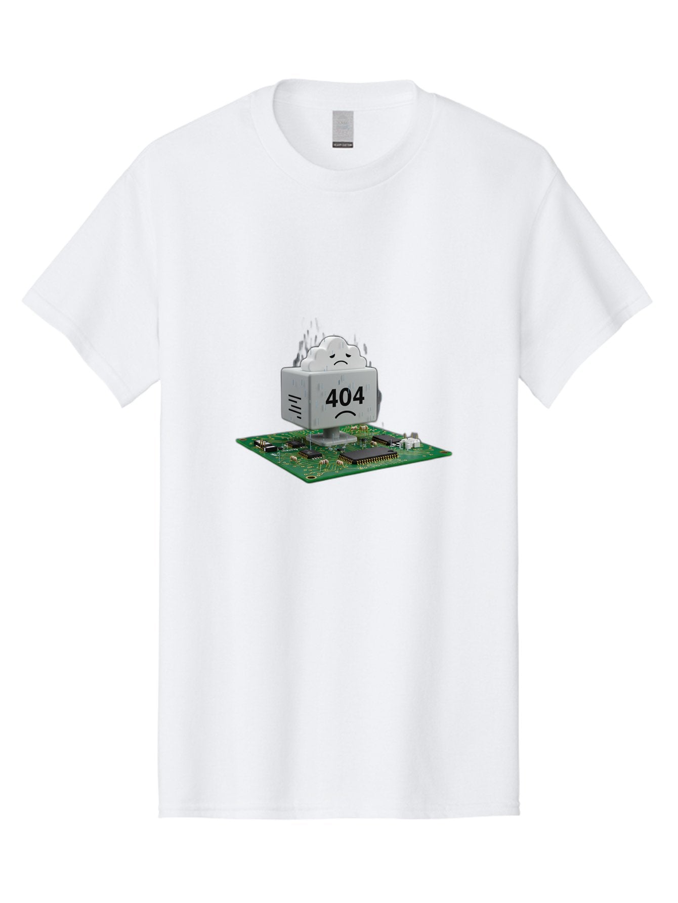 404-Error-10 Men'S Graphic Tee, 100% Cotton, Comfortable Casual Summer Wear, Machine Washable, 404 Error Message, Sad Cloud, Unhappy Face, Computer Hardware, Circuit Board, Error Code, Webpage Not Found, Broken Link, Digital Frustration, Baa074 7