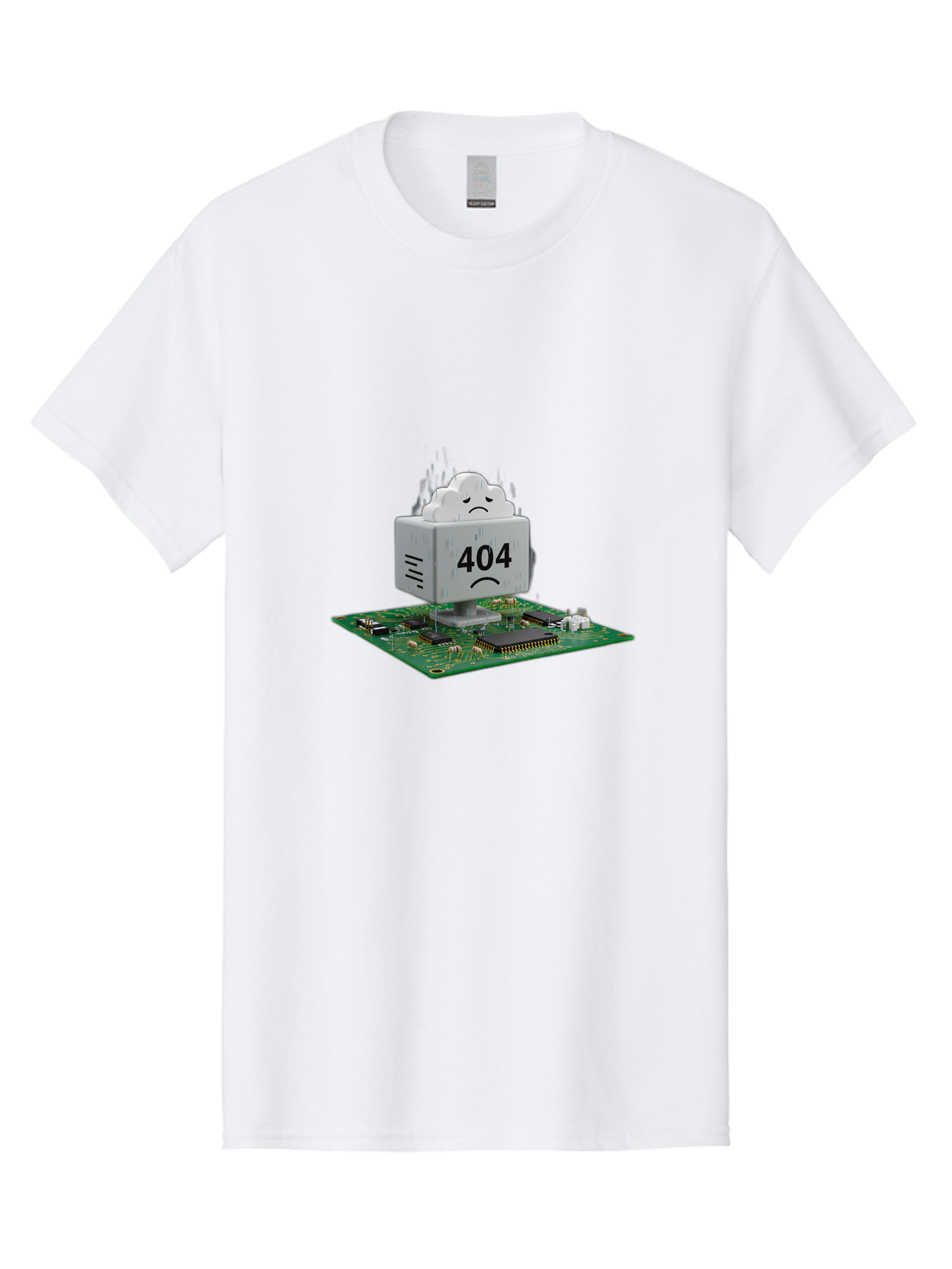 404-Error-10 Men'S Graphic Tee, 100% Cotton, Comfortable Casual Summer Wear, Machine Washable, 404 Error Message, Sad Cloud, Unhappy Face, Computer Hardware, Circuit Board, Error Code, Webpage Not Found, Broken Link, Digital Frustration, Baa074 25