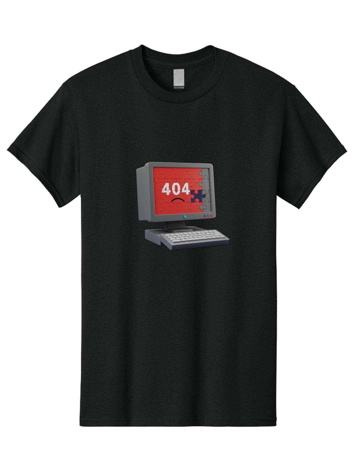 404-Error-11 Men'S Graphic Tee, 100% Cotton, Comfortable Casual Summer Wear, Machine Washable, Computer Monitor Displaying 404 Error, Jigsaw Puzzle Pieces, Error Message, Broken Screen, Technical Issue, Puzzle Pieces Falling Apart, Baa075 11