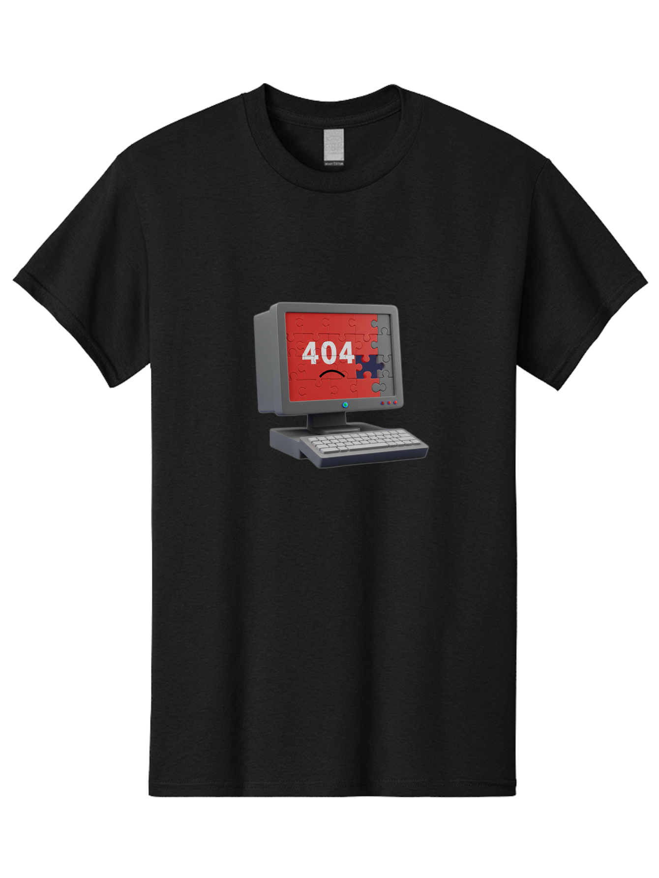 404-Error-11 Men'S Graphic Tee, 100% Cotton, Comfortable Casual Summer Wear, Machine Washable, Computer Monitor Displaying 404 Error, Jigsaw Puzzle Pieces, Error Message, Broken Screen, Technical Issue, Puzzle Pieces Falling Apart, Baa075 7