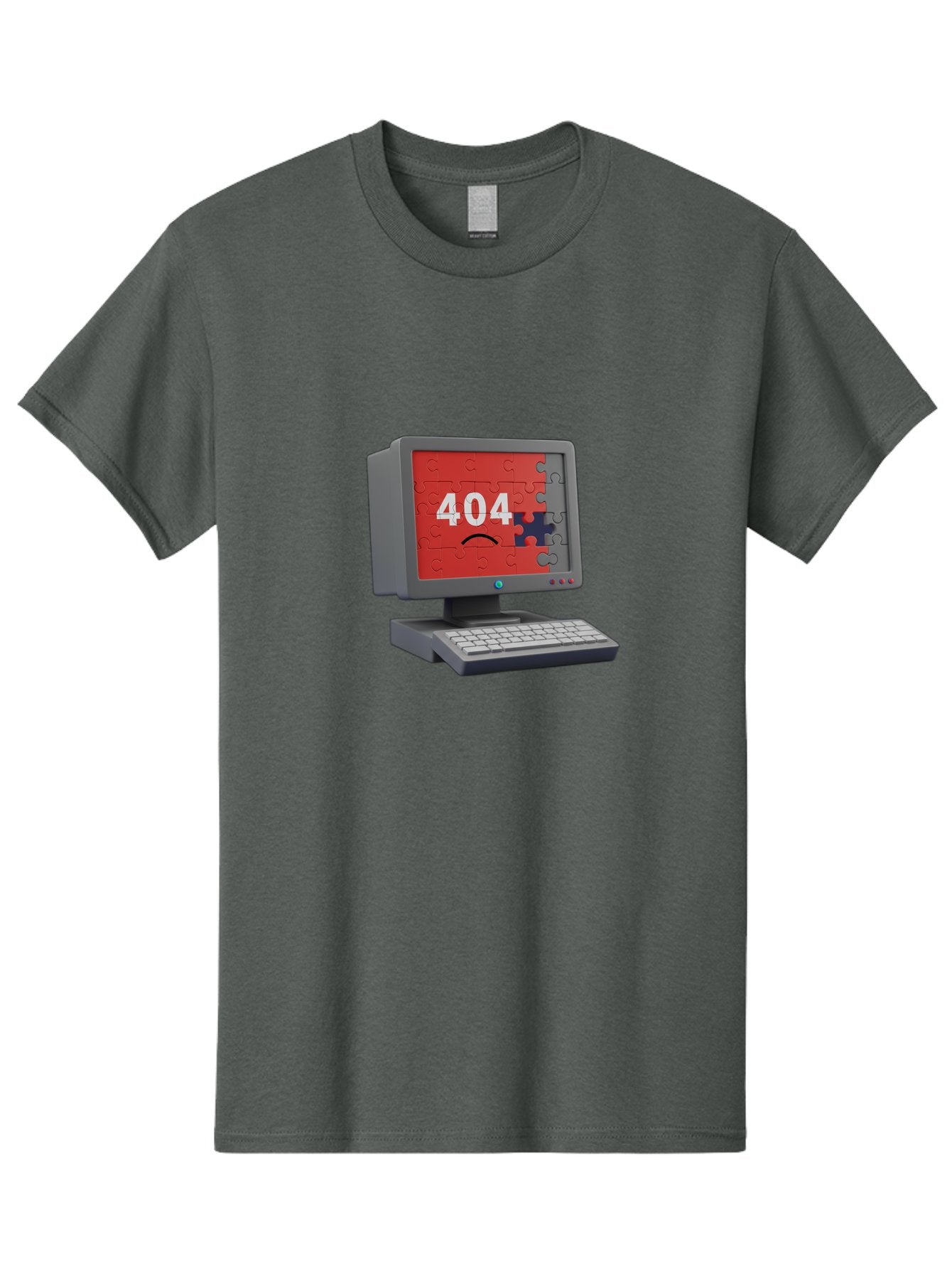 404-Error-11 Men'S Graphic Tee, 100% Cotton, Comfortable Casual Summer Wear, Machine Washable, Computer Monitor Displaying 404 Error, Jigsaw Puzzle Pieces, Error Message, Broken Screen, Technical Issue, Puzzle Pieces Falling Apart, Baa075 15