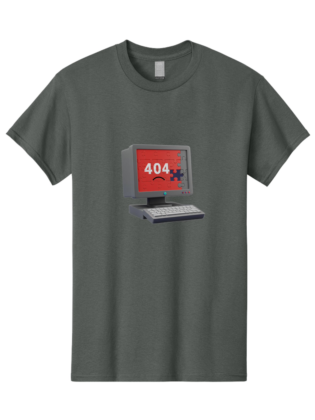 404-Error-11 Men'S Graphic Tee, 100% Cotton, Comfortable Casual Summer Wear, Machine Washable, Computer Monitor Displaying 404 Error, Jigsaw Puzzle Pieces, Error Message, Broken Screen, Technical Issue, Puzzle Pieces Falling Apart, Baa075