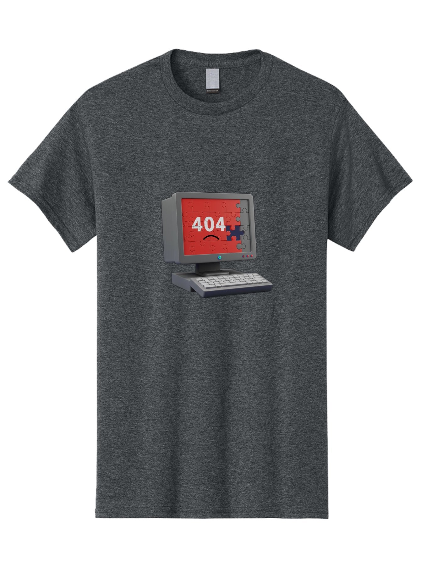 404-Error-11 Men'S Graphic Tee, 100% Cotton, Comfortable Casual Summer Wear, Machine Washable, Computer Monitor Displaying 404 Error, Jigsaw Puzzle Pieces, Error Message, Broken Screen, Technical Issue, Puzzle Pieces Falling Apart, Baa075