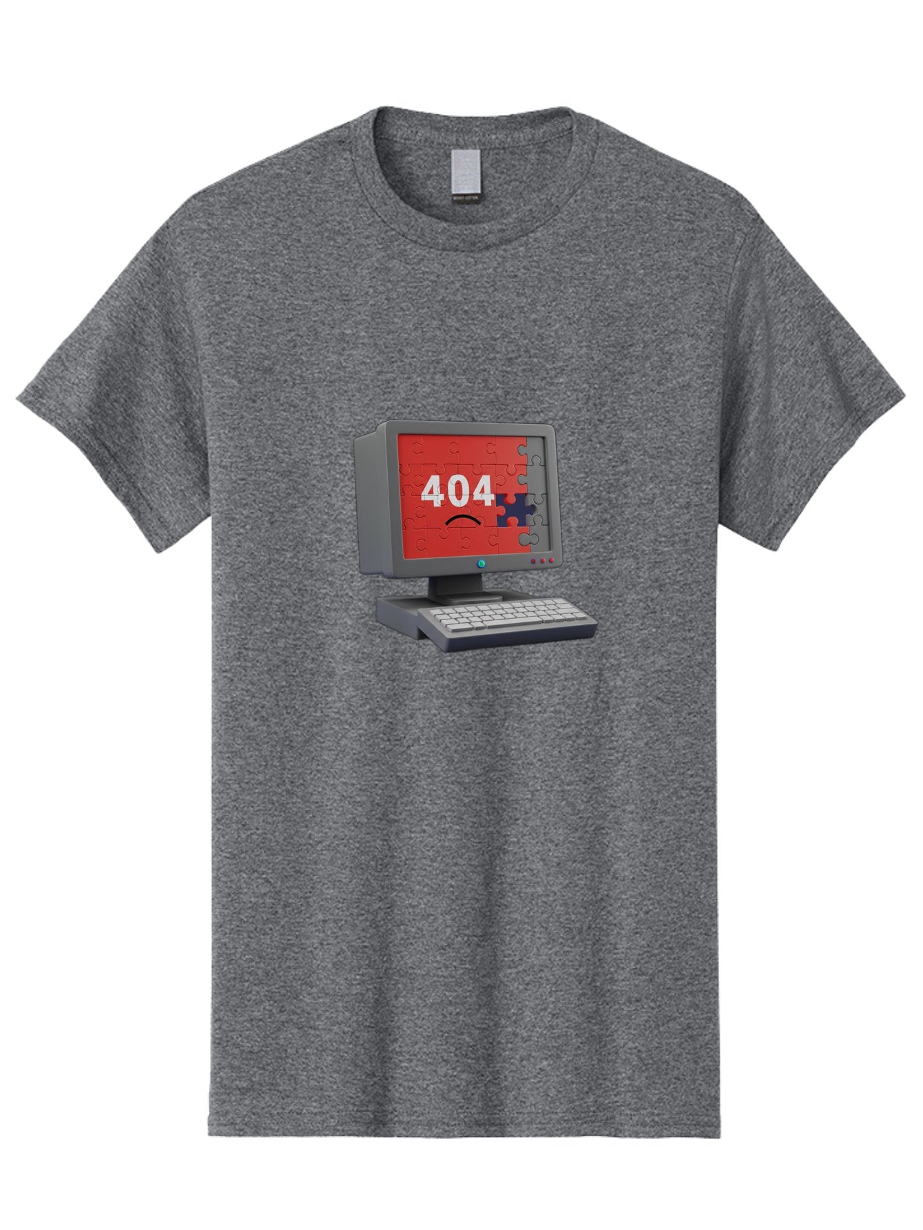 404-Error-11 Men'S Graphic Tee, 100% Cotton, Comfortable Casual Summer Wear, Machine Washable, Computer Monitor Displaying 404 Error, Jigsaw Puzzle Pieces, Error Message, Broken Screen, Technical Issue, Puzzle Pieces Falling Apart, Baa075 8