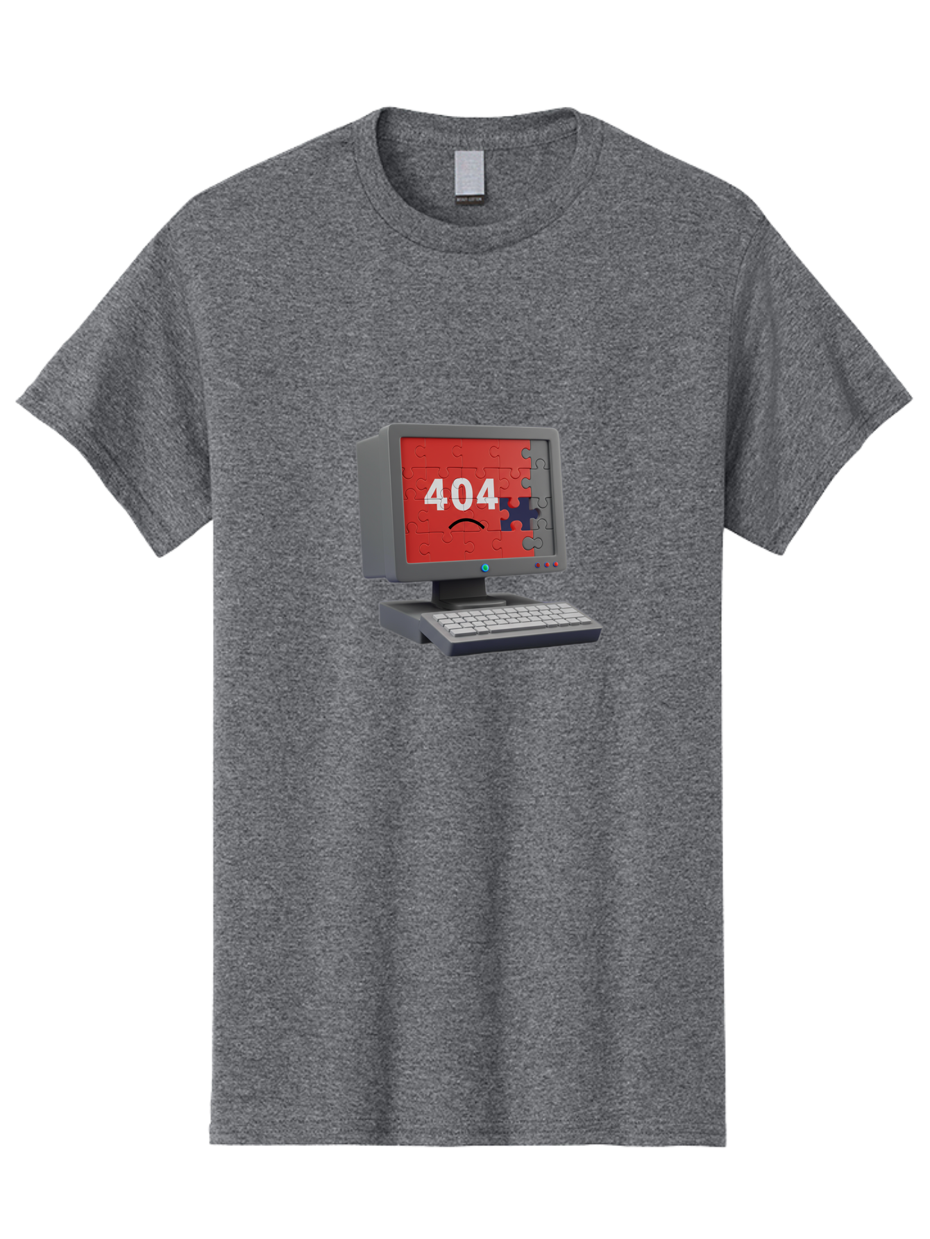 404-Error-11 Men'S Graphic Tee, 100% Cotton, Comfortable Casual Summer Wear, Machine Washable, Computer Monitor Displaying 404 Error, Jigsaw Puzzle Pieces, Error Message, Broken Screen, Technical Issue, Puzzle Pieces Falling Apart, Baa075 11