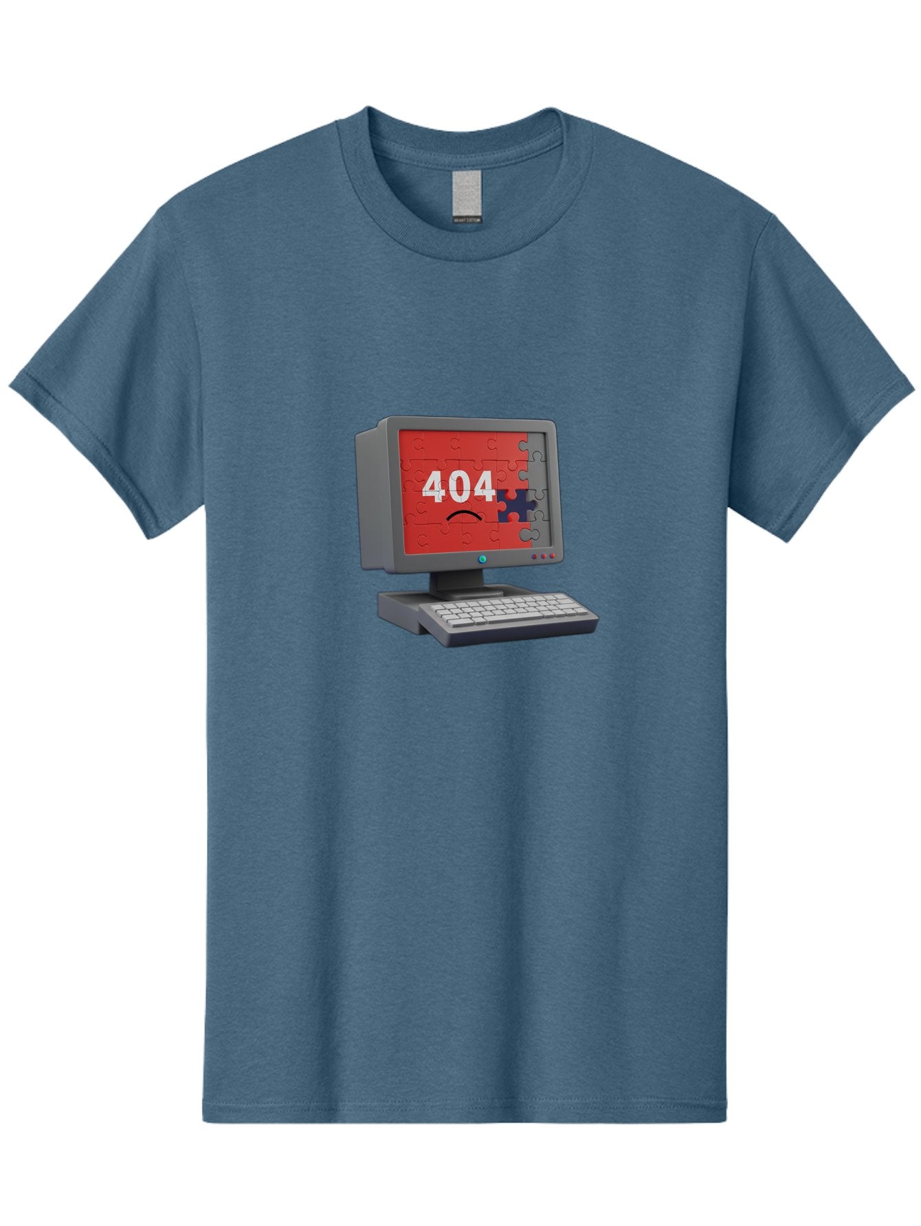 404-Error-11 Men'S Graphic Tee, 100% Cotton, Comfortable Casual Summer Wear, Machine Washable, Computer Monitor Displaying 404 Error, Jigsaw Puzzle Pieces, Error Message, Broken Screen, Technical Issue, Puzzle Pieces Falling Apart, Baa075 7
