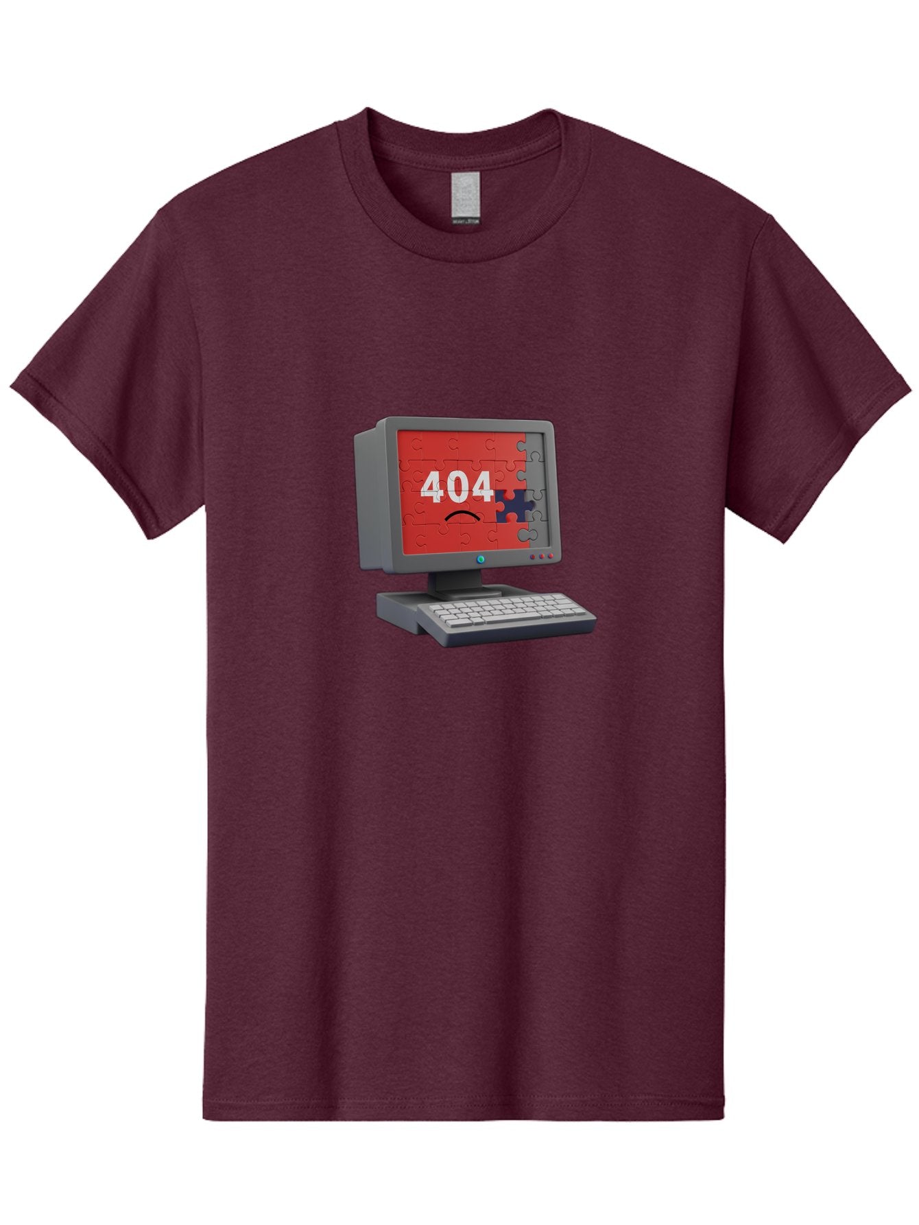 404-Error-11 Men'S Graphic Tee, 100% Cotton, Comfortable Casual Summer Wear, Machine Washable, Computer Monitor Displaying 404 Error, Jigsaw Puzzle Pieces, Error Message, Broken Screen, Technical Issue, Puzzle Pieces Falling Apart, Baa075 12