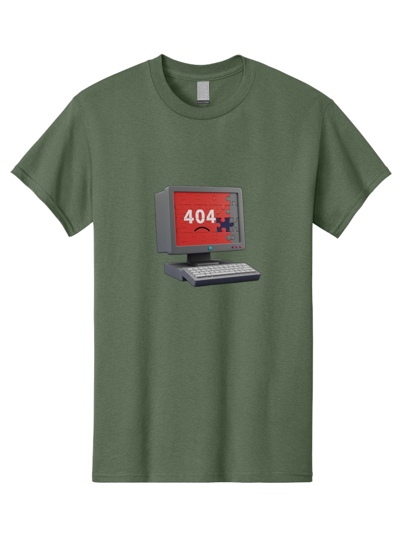404-Error-11 Men'S Graphic Tee, 100% Cotton, Comfortable Casual Summer Wear, Machine Washable, Computer Monitor Displaying 404 Error, Jigsaw Puzzle Pieces, Error Message, Broken Screen, Technical Issue, Puzzle Pieces Falling Apart, Baa075 14