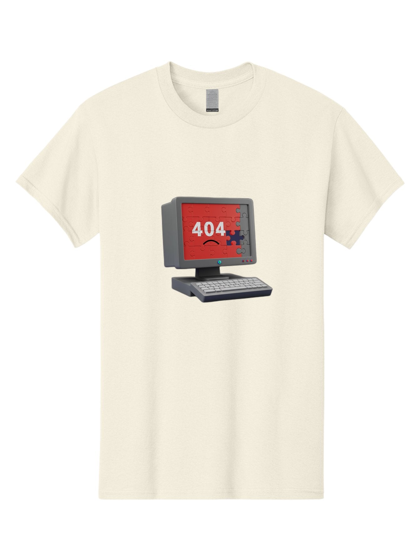 404-Error-11 Men'S Graphic Tee, 100% Cotton, Comfortable Casual Summer Wear, Machine Washable, Computer Monitor Displaying 404 Error, Jigsaw Puzzle Pieces, Error Message, Broken Screen, Technical Issue, Puzzle Pieces Falling Apart, Baa075