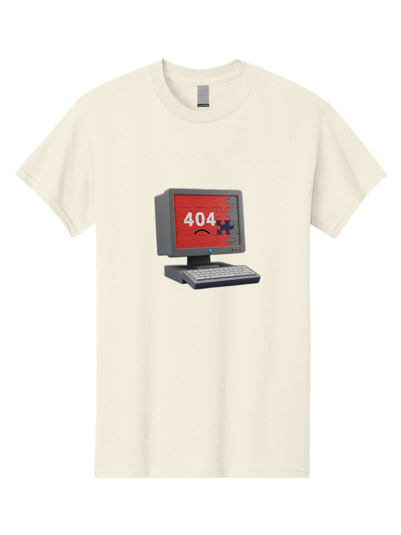 404-Error-11 Men'S Graphic Tee, 100% Cotton, Comfortable Casual Summer Wear, Machine Washable, Computer Monitor Displaying 404 Error, Jigsaw Puzzle Pieces, Error Message, Broken Screen, Technical Issue, Puzzle Pieces Falling Apart, Baa075 21
