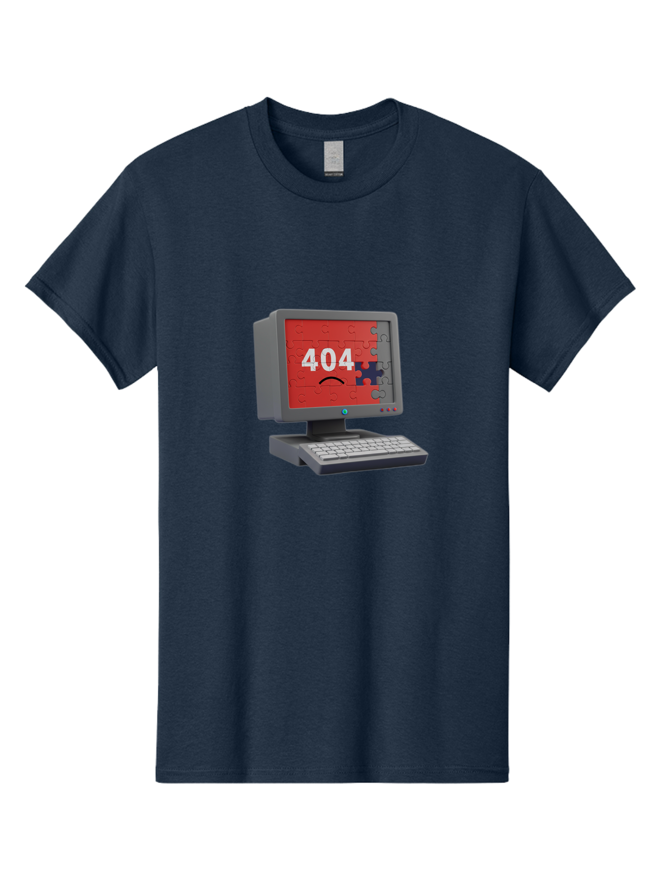 404-Error-11 Men'S Graphic Tee, 100% Cotton, Comfortable Casual Summer Wear, Machine Washable, Computer Monitor Displaying 404 Error, Jigsaw Puzzle Pieces, Error Message, Broken Screen, Technical Issue, Puzzle Pieces Falling Apart, Baa075 13