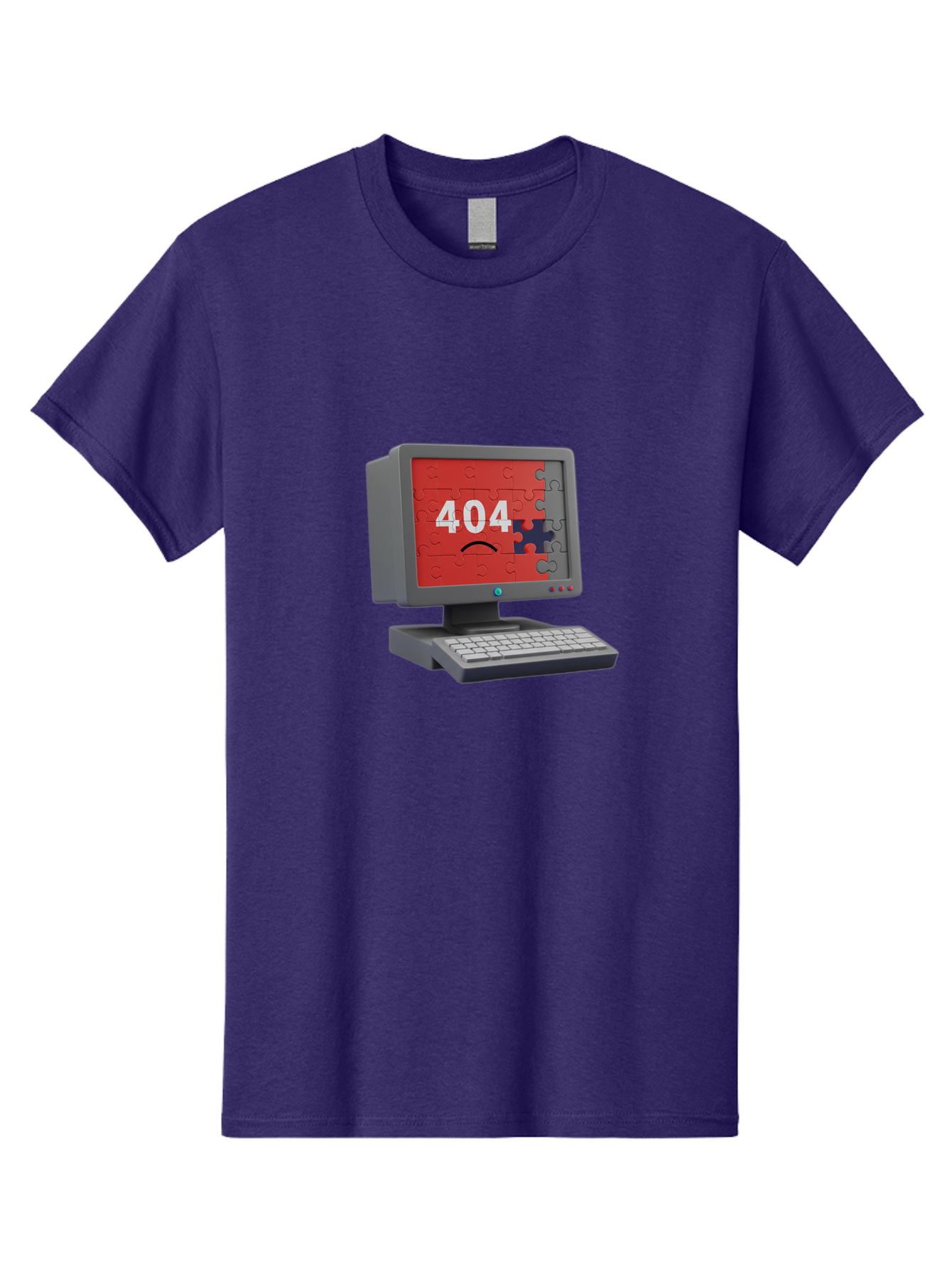 404-Error-11 Men'S Graphic Tee, 100% Cotton, Comfortable Casual Summer Wear, Machine Washable, Computer Monitor Displaying 404 Error, Jigsaw Puzzle Pieces, Error Message, Broken Screen, Technical Issue, Puzzle Pieces Falling Apart, Baa075 23